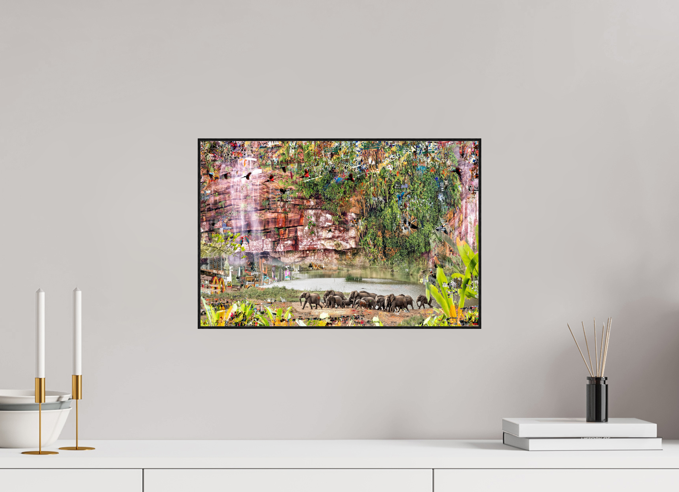 45 x 30 cm, Foto in ArtBox aus Massivholz Eiche schwarz RED³ WC Valdeci I