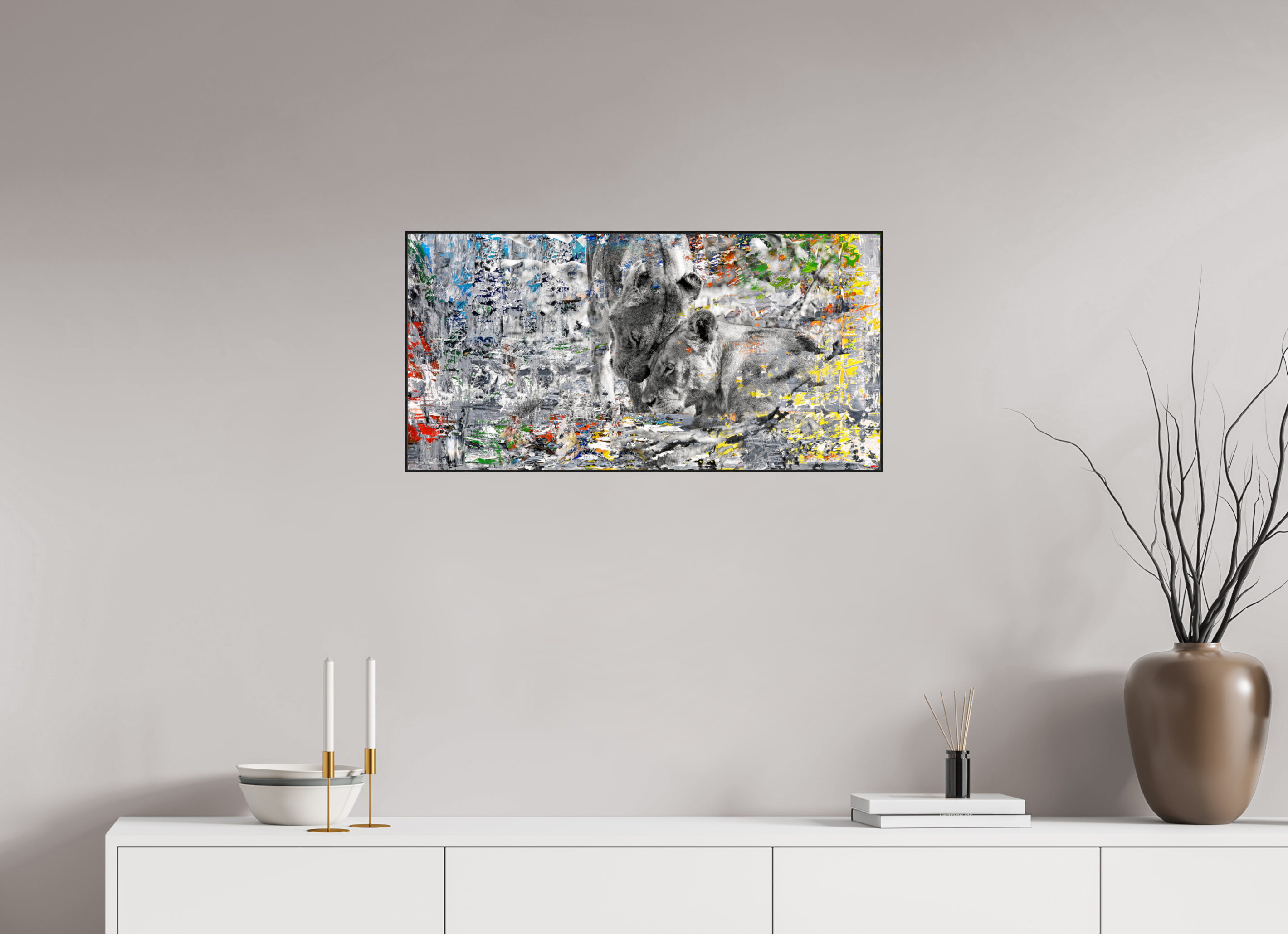 80 x 40 cm, Foto in ArtBox aus Massivholz Eiche schwarz RED³ WC Layamaya V