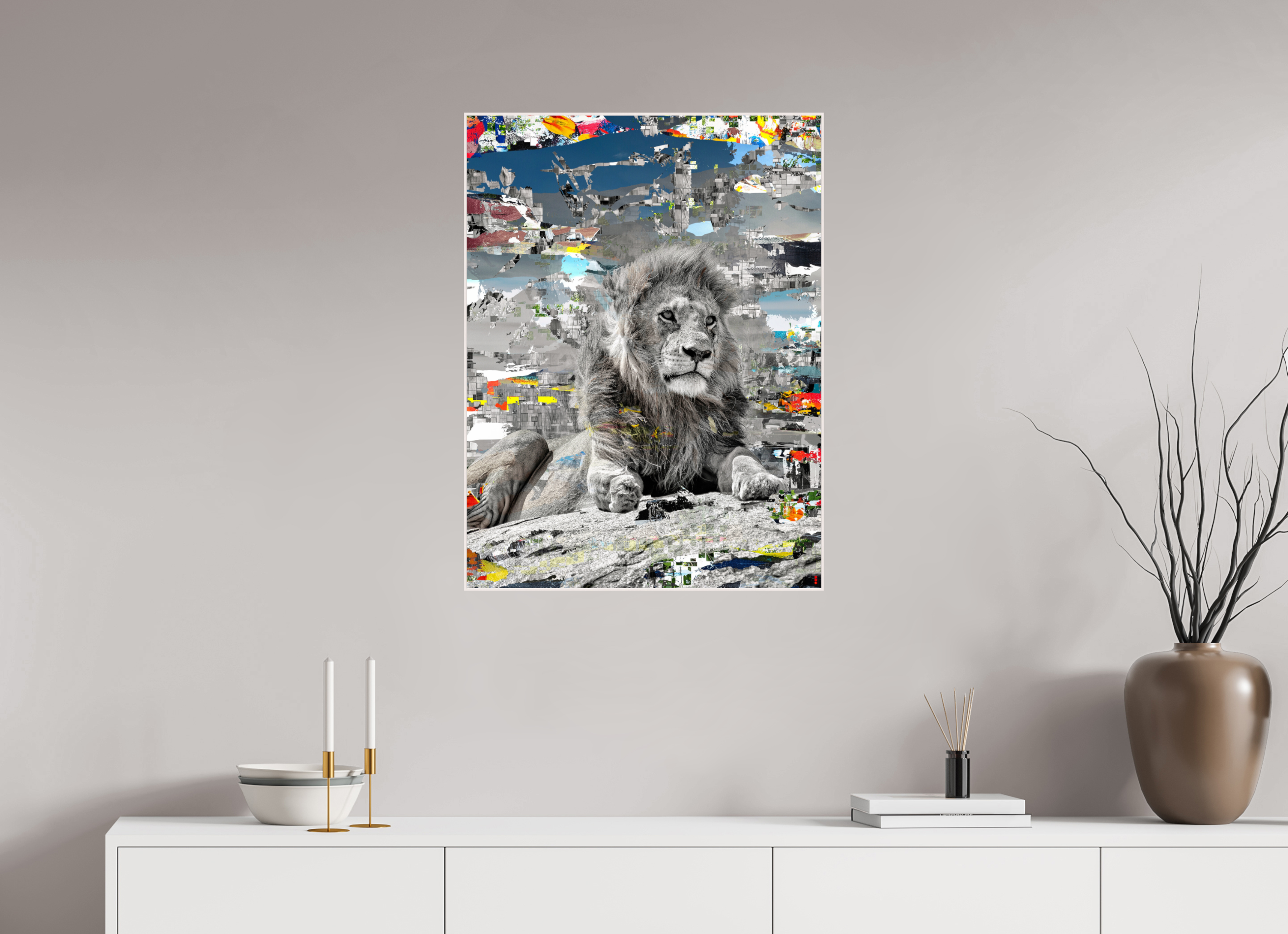 60 x 80 cm, Foto in ArtBox aus Massivholz Ahorn weiß RED³ WC Jabari III