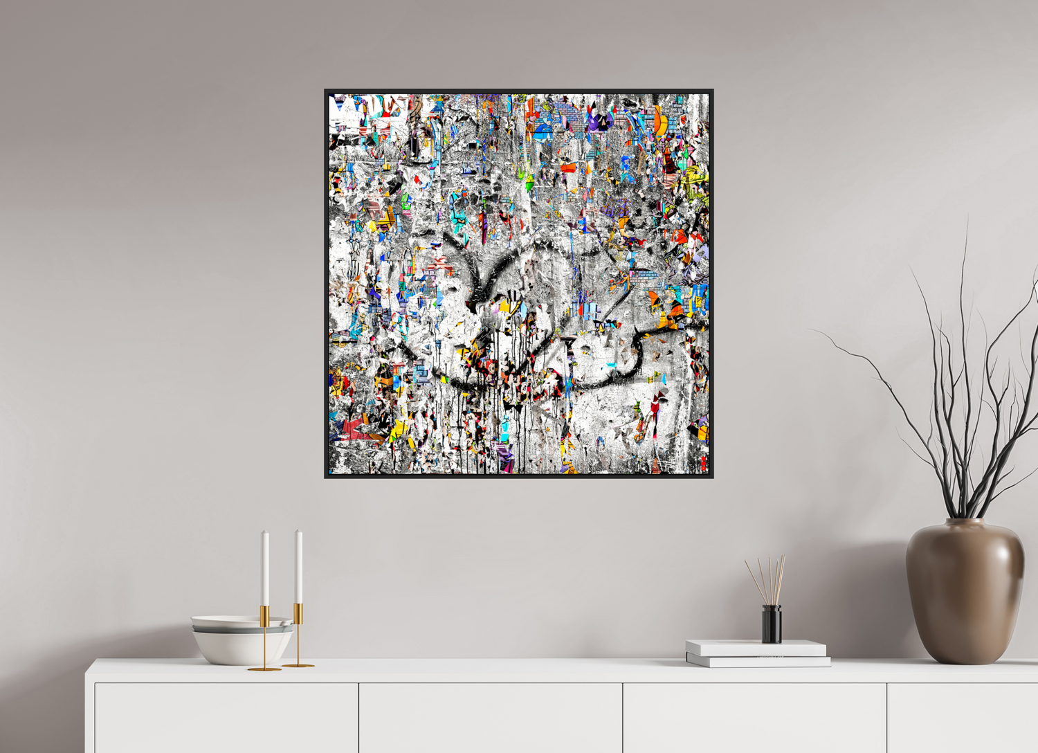 80 x 80 cm, Schattenfugen-Rahmen schwarz &amp; 2mm Acrylglas FA SCSI Mu&