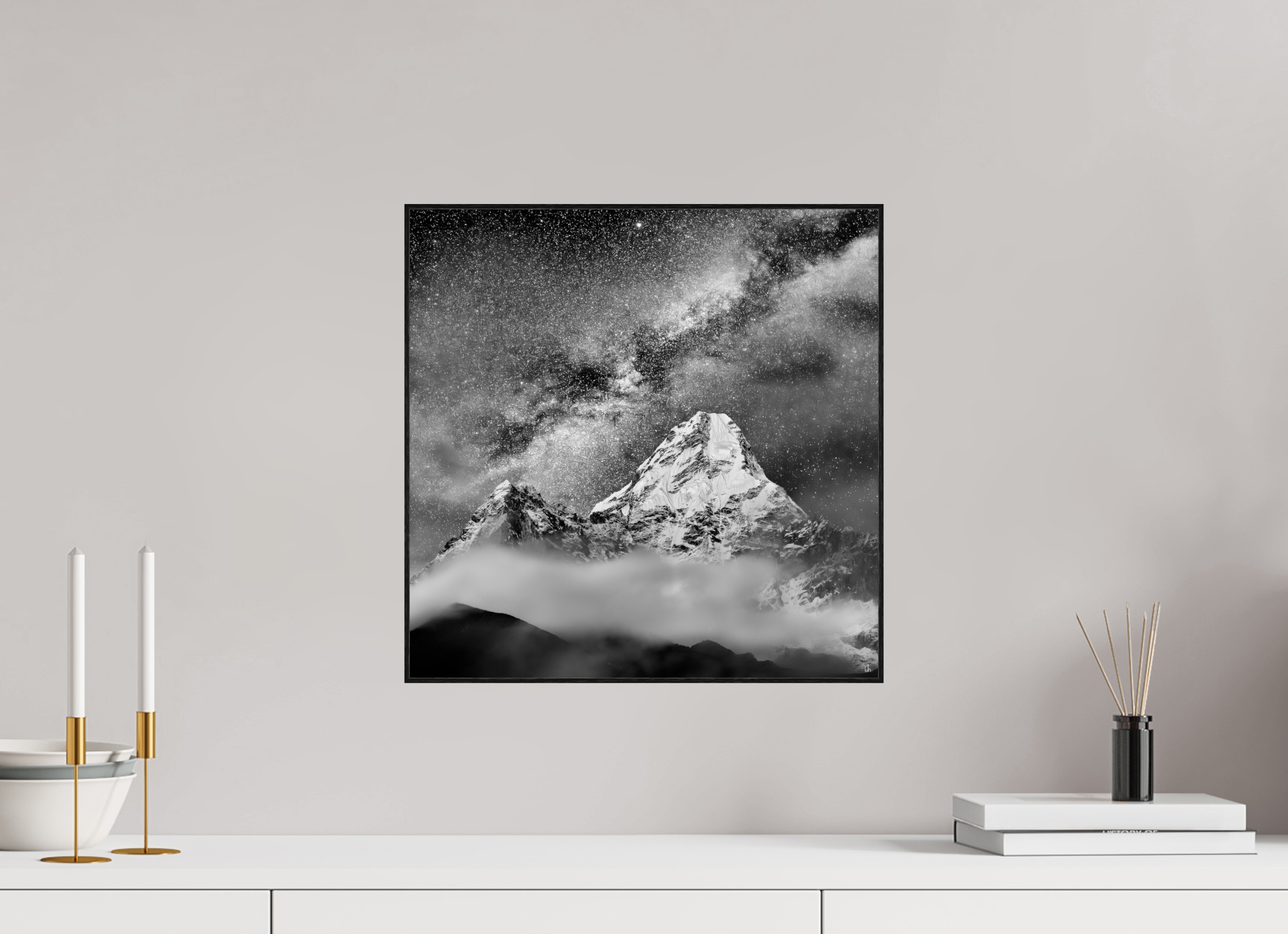 40 x 40 cm, Foto in ArtBox aus Massivholz Eiche schwarz RED³ Sherab II