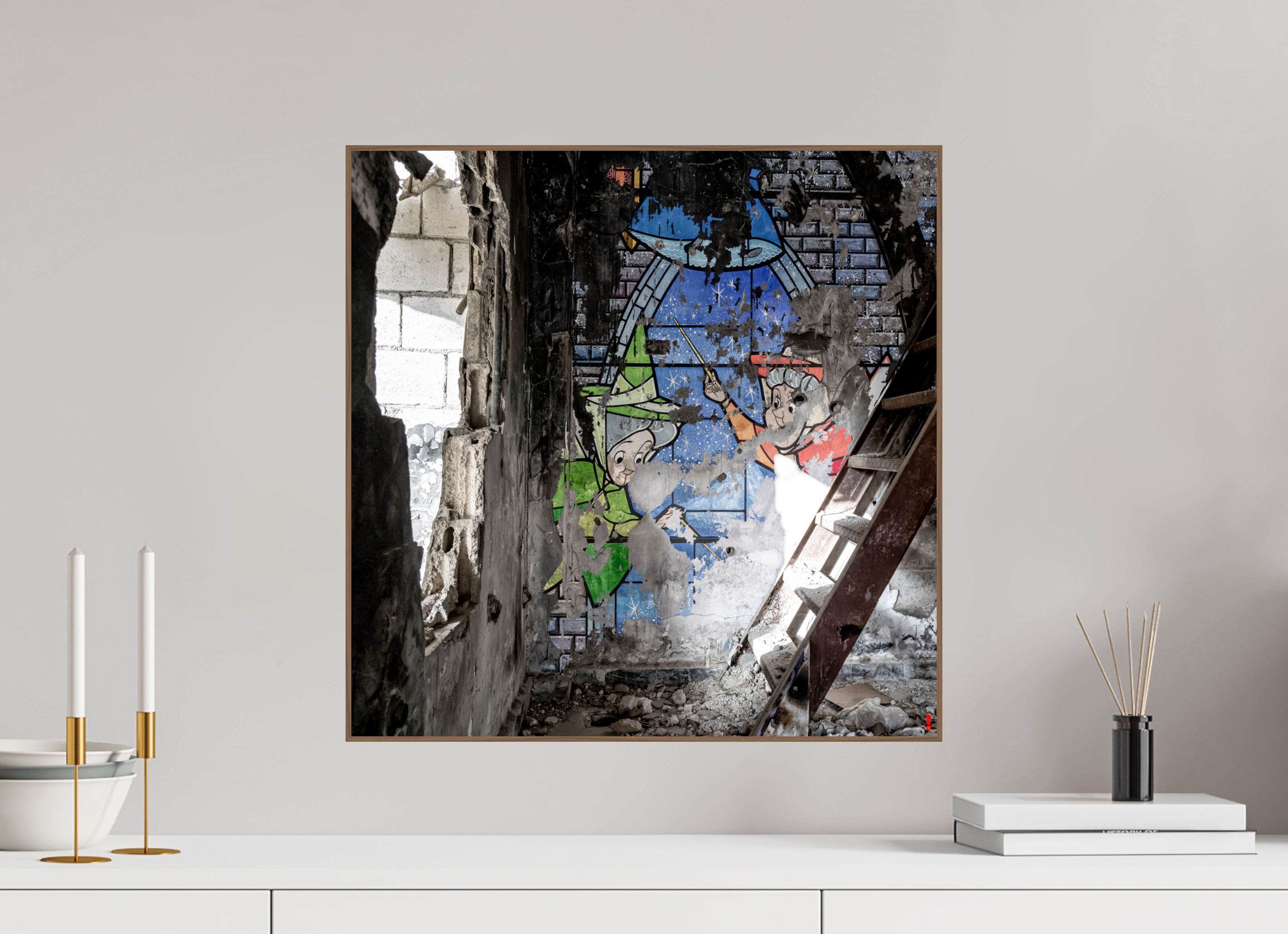 50 x 50 cm, Foto in ArtBox aus Massivholz Nussbaum RED³ SCSI Mazaya II