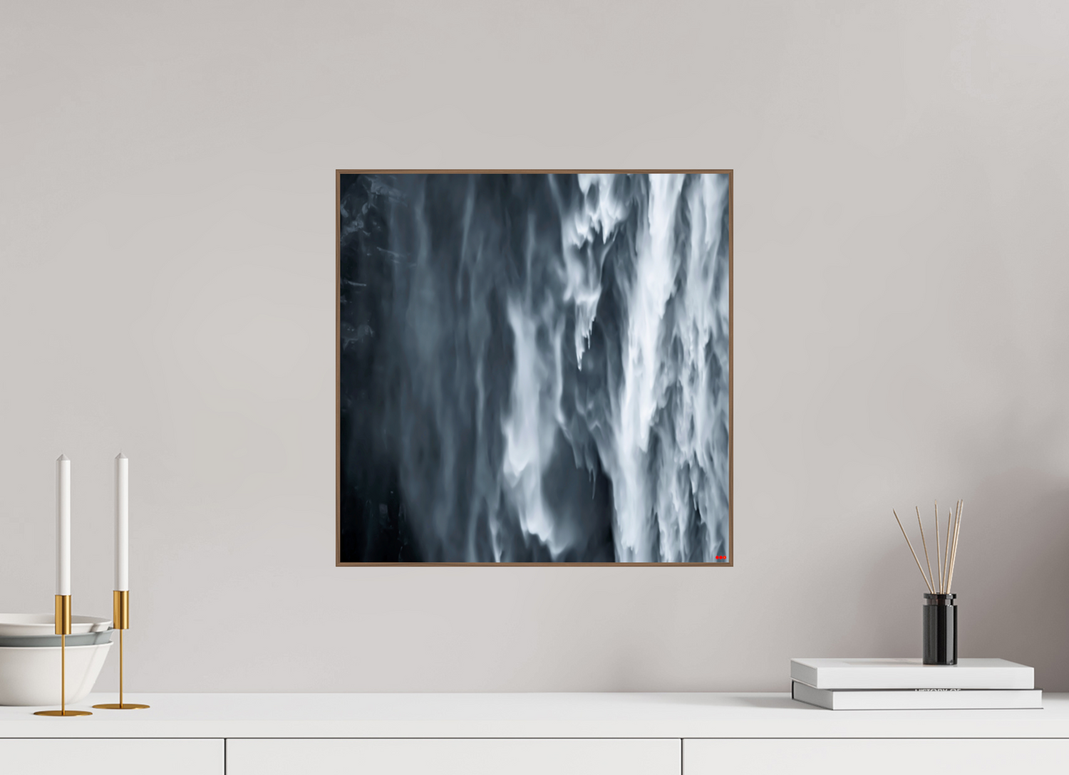 40 x 40 cm, Foto in ArtBox aus Massivholz Nussbaum RED³ PH Oats in the Water II