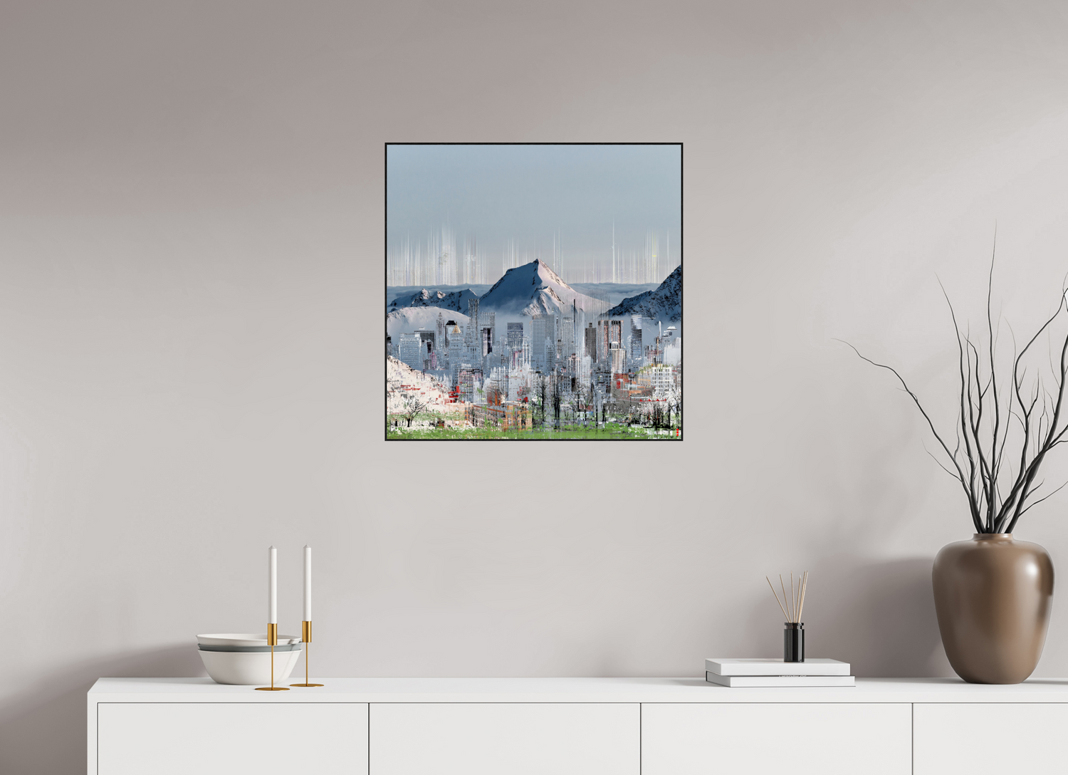 60 x 60 cm, Foto in ArtBox aus Massivholz Eiche schwarz RED³ HP Mafuane II