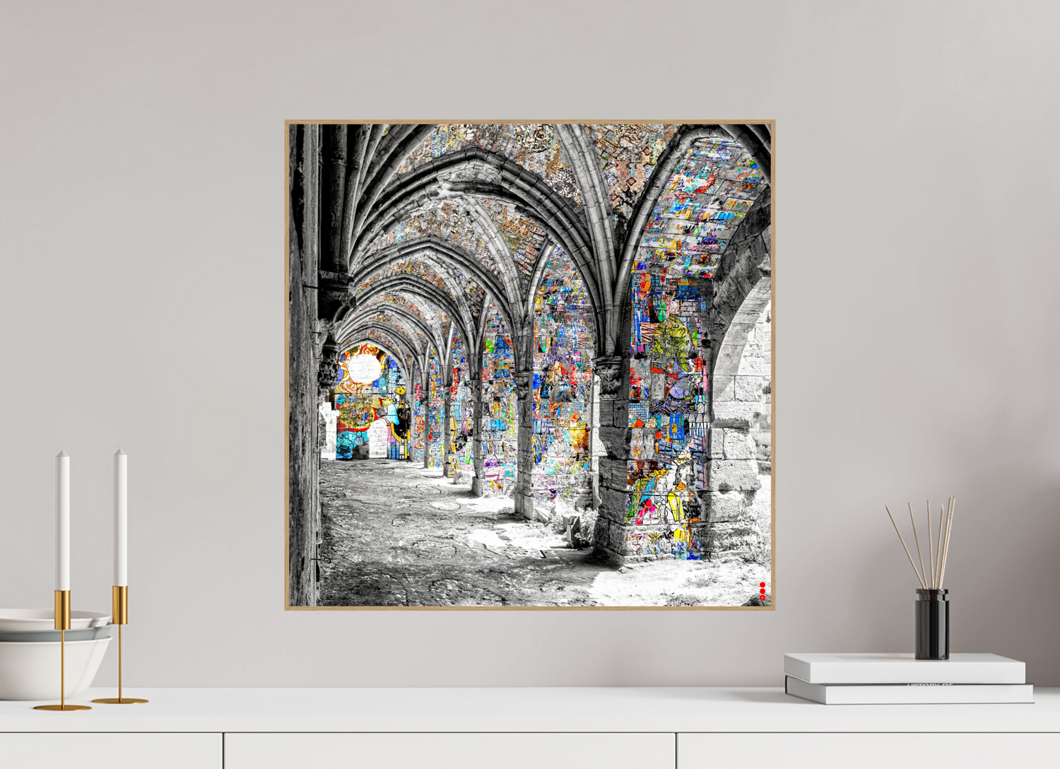 50 x 50 cm, Foto in ArtBox aus Massivholz Eiche natur RED³ SCSI Malik II