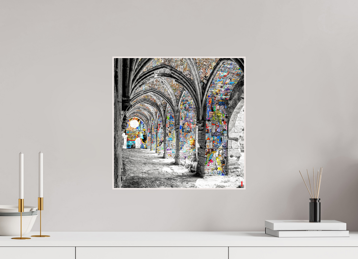 40 x 40 cm, Foto in ArtBox aus Massivholz Ahorn weiß RED³ SCSI Malik II