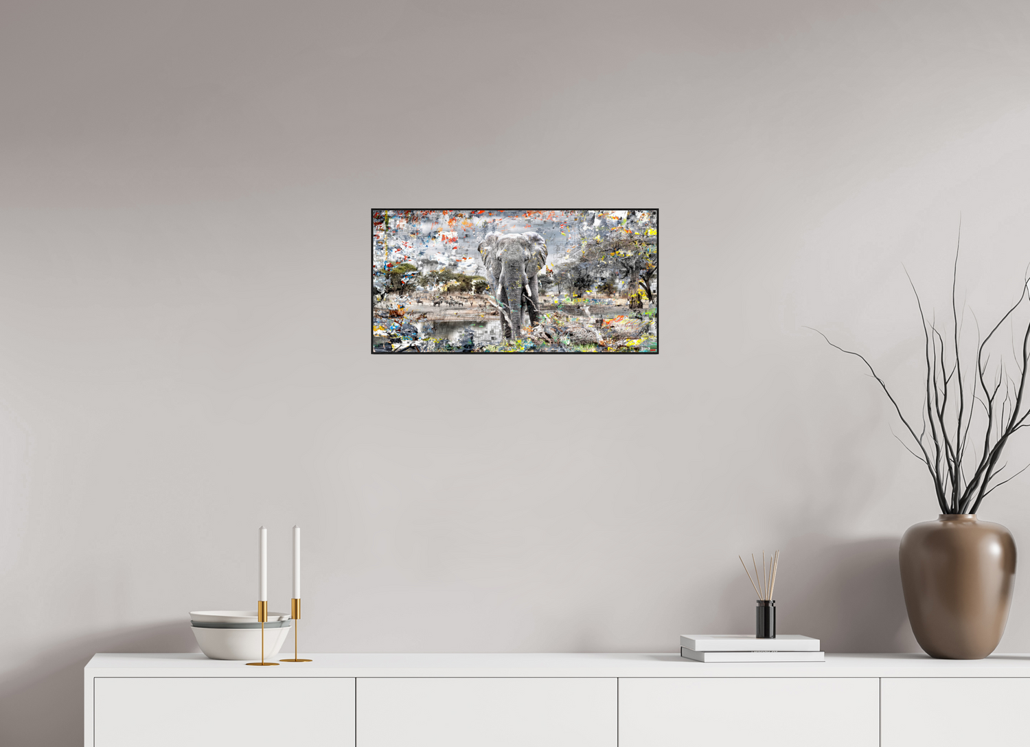 60 x 30 cm, Foto in ArtBox aus Massivholz Eiche schwarz RED³ WC Kajika V