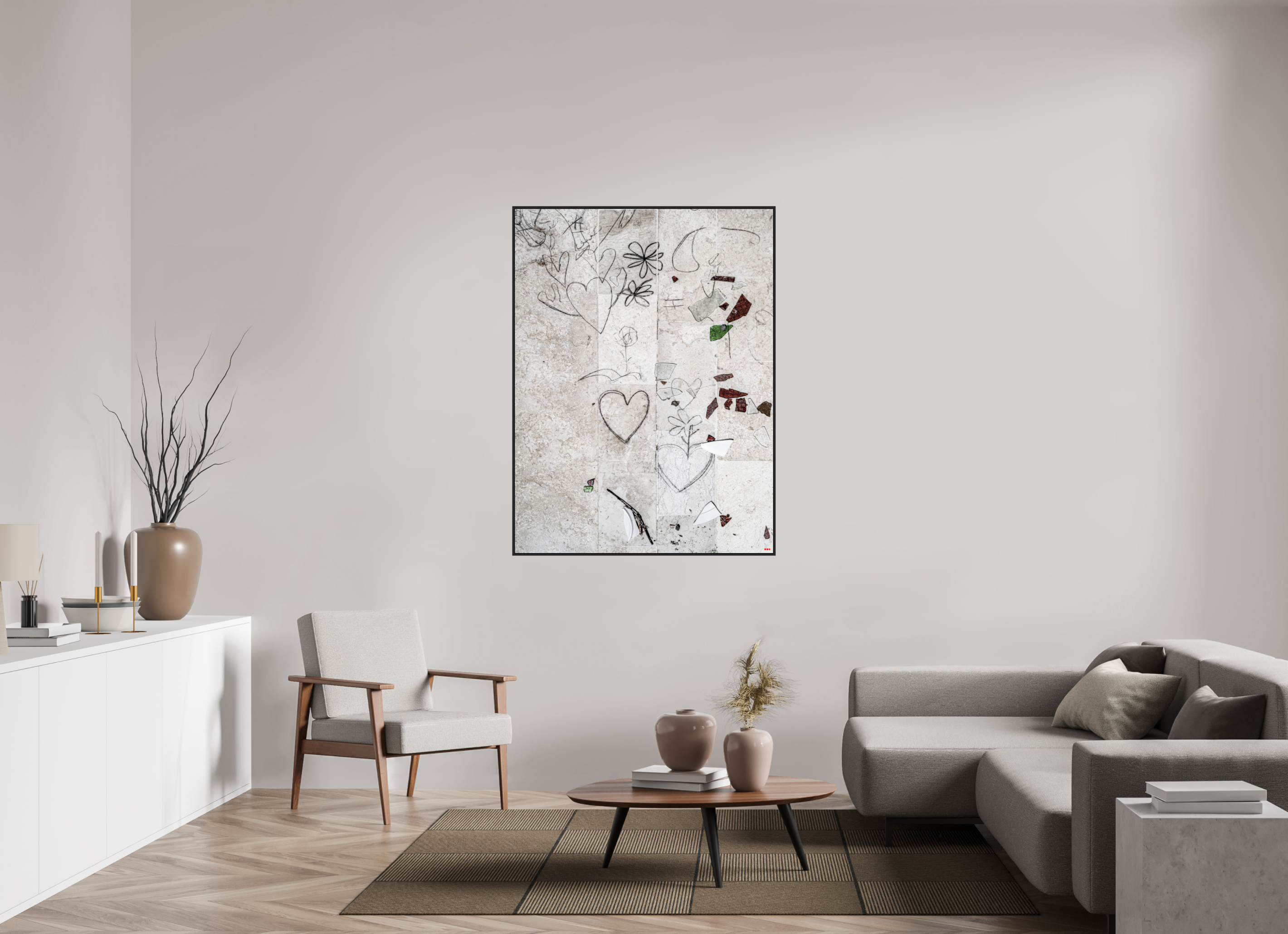 105 x 140 cm, Schattenfugen-Rahmen schwarz &amp; 2mm Acrylglas FA PH Chandelier III