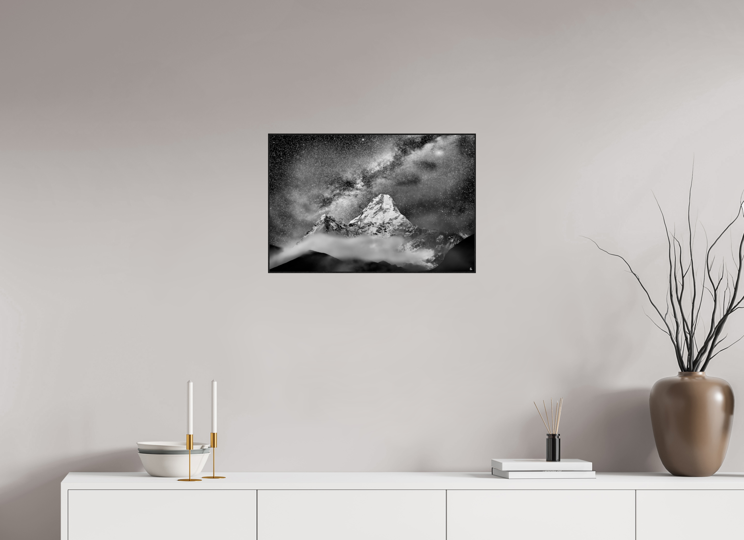 60 x 40 cm, Foto in ArtBox aus Massivholz Eiche schwarz RED³ Sherab I