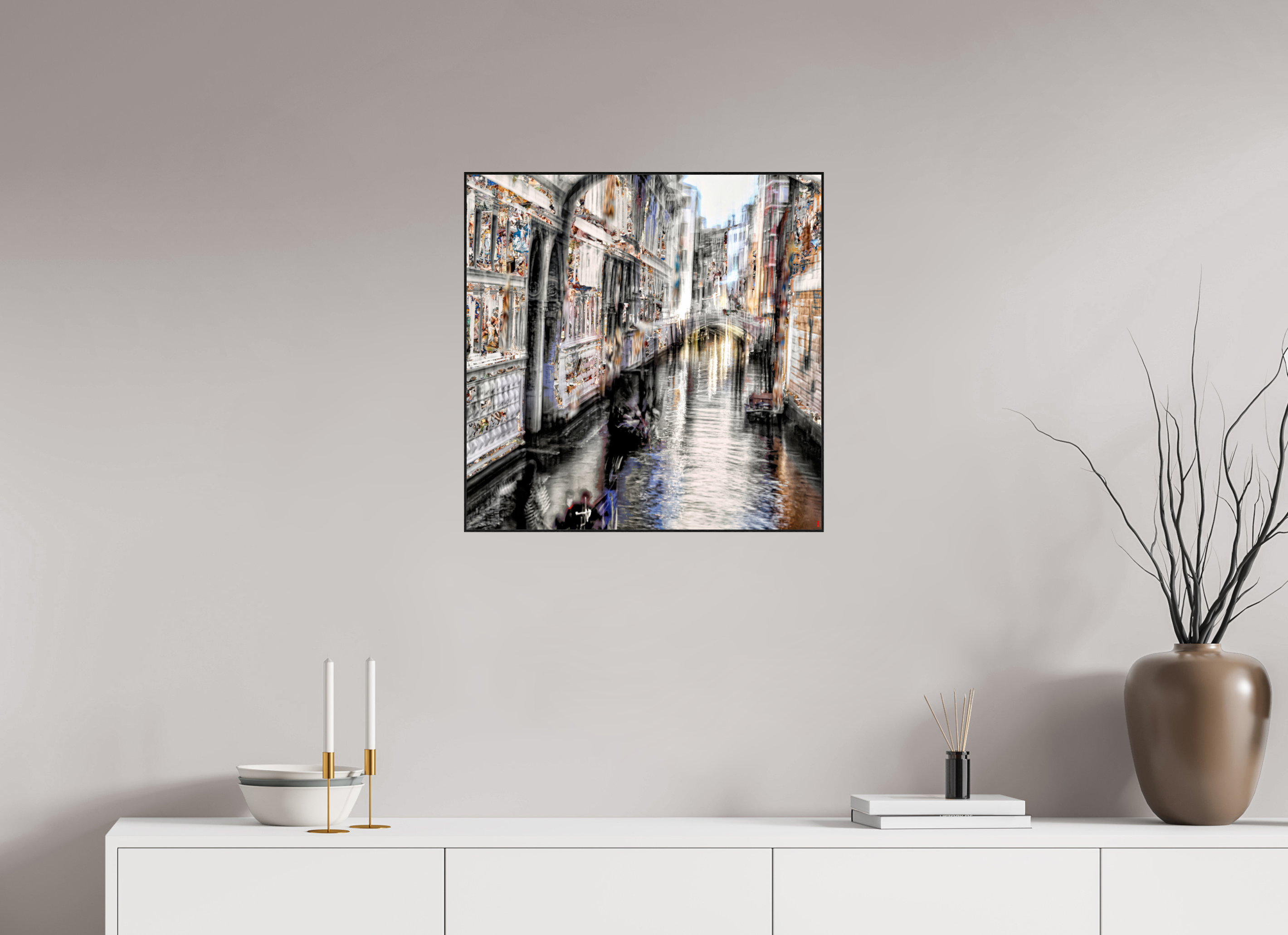 60 x 60 cm, Foto in ArtBox aus Massivholz Eiche schwarz RED³ HP Amari II