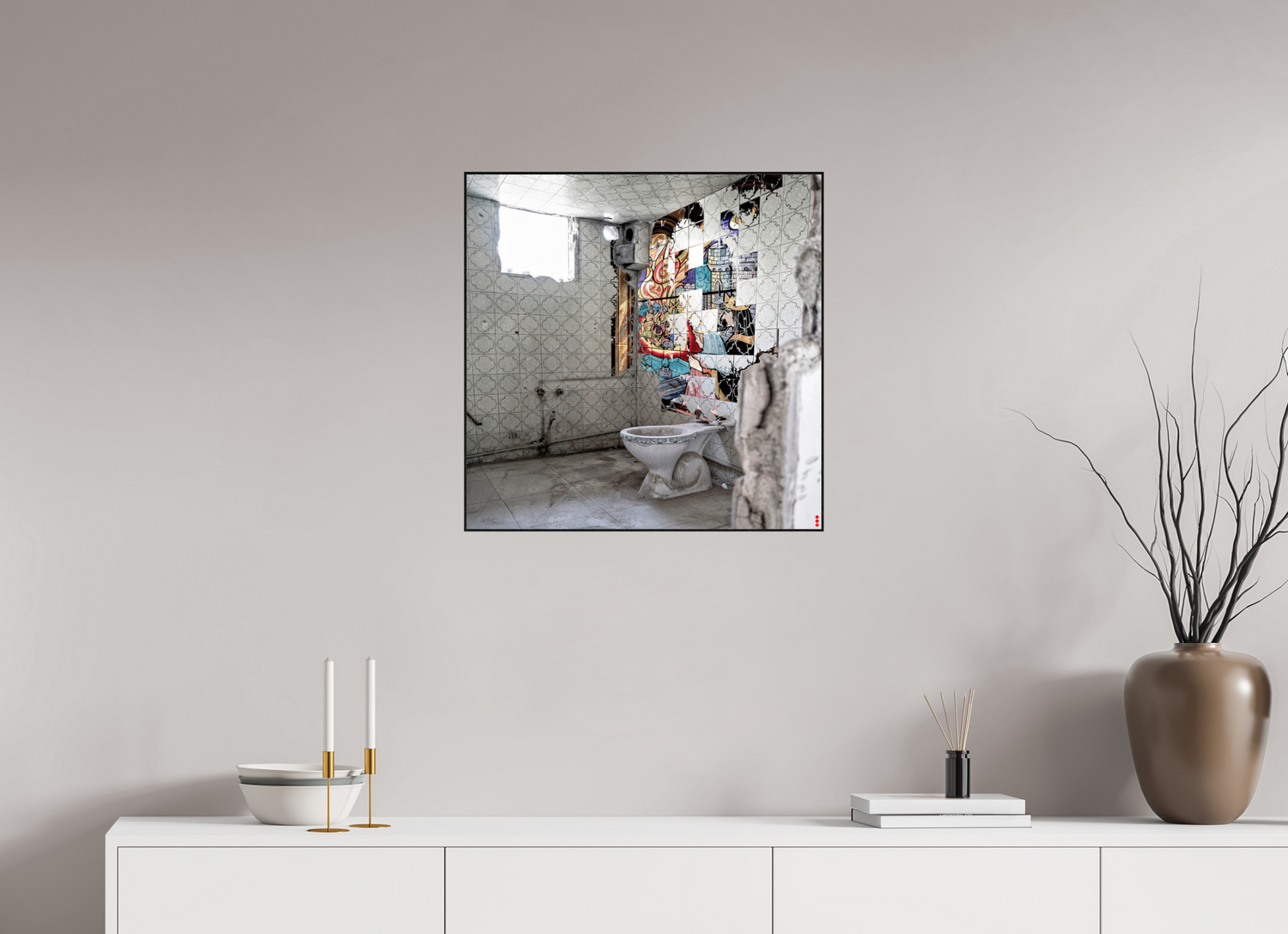 60 x 60 cm, Foto in ArtBox aus Massivholz Eiche schwarz RED³ SCSI Masirah II