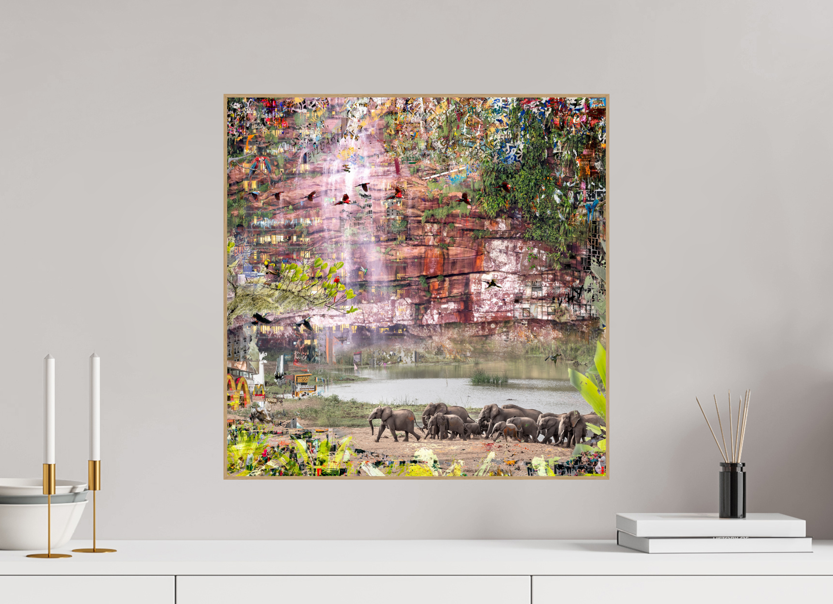 50 x 50 cm, Foto in ArtBox aus Massivholz Eiche natur RED³ WC Valdeci II