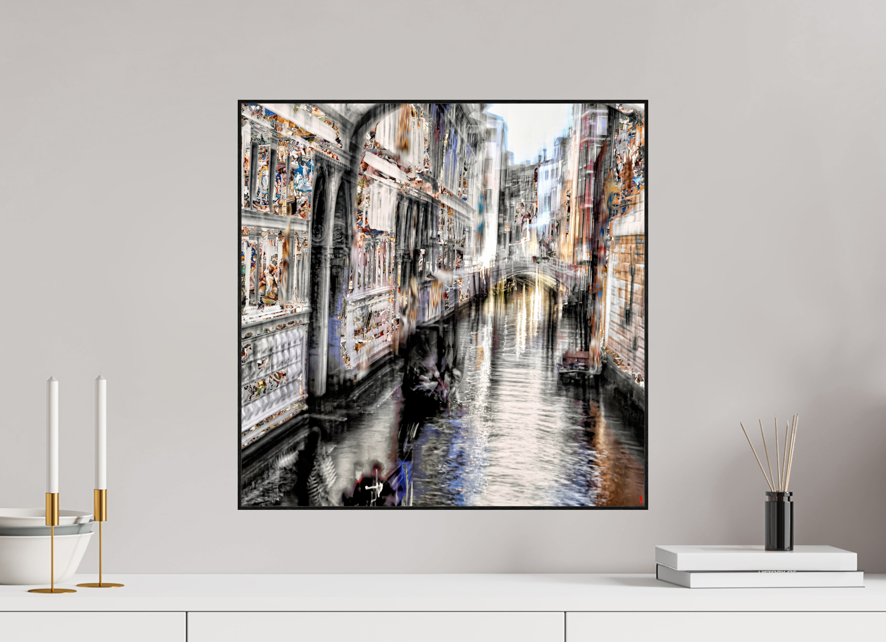 50 x 50 cm, Foto in ArtBox aus Massivholz Eiche schwarz RED³ HP Amari II