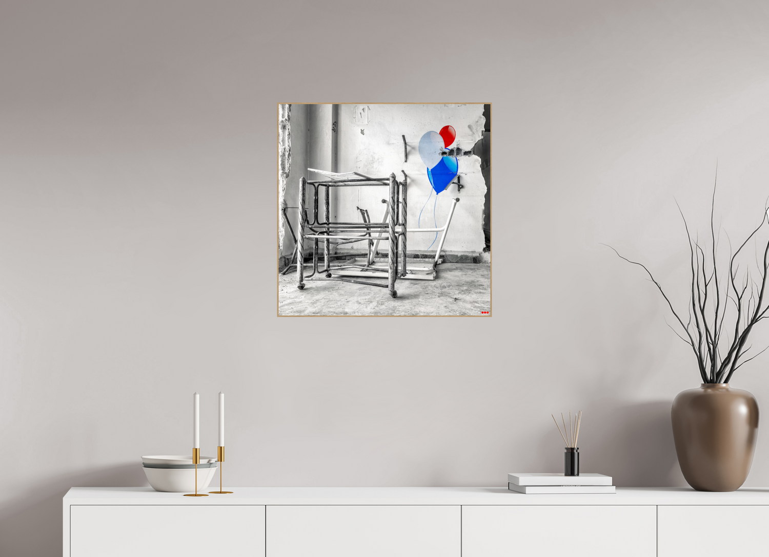 60 x 60 cm, Foto in ArtBox aus Massivholz Eiche natur RED³ SCSI Mursal II