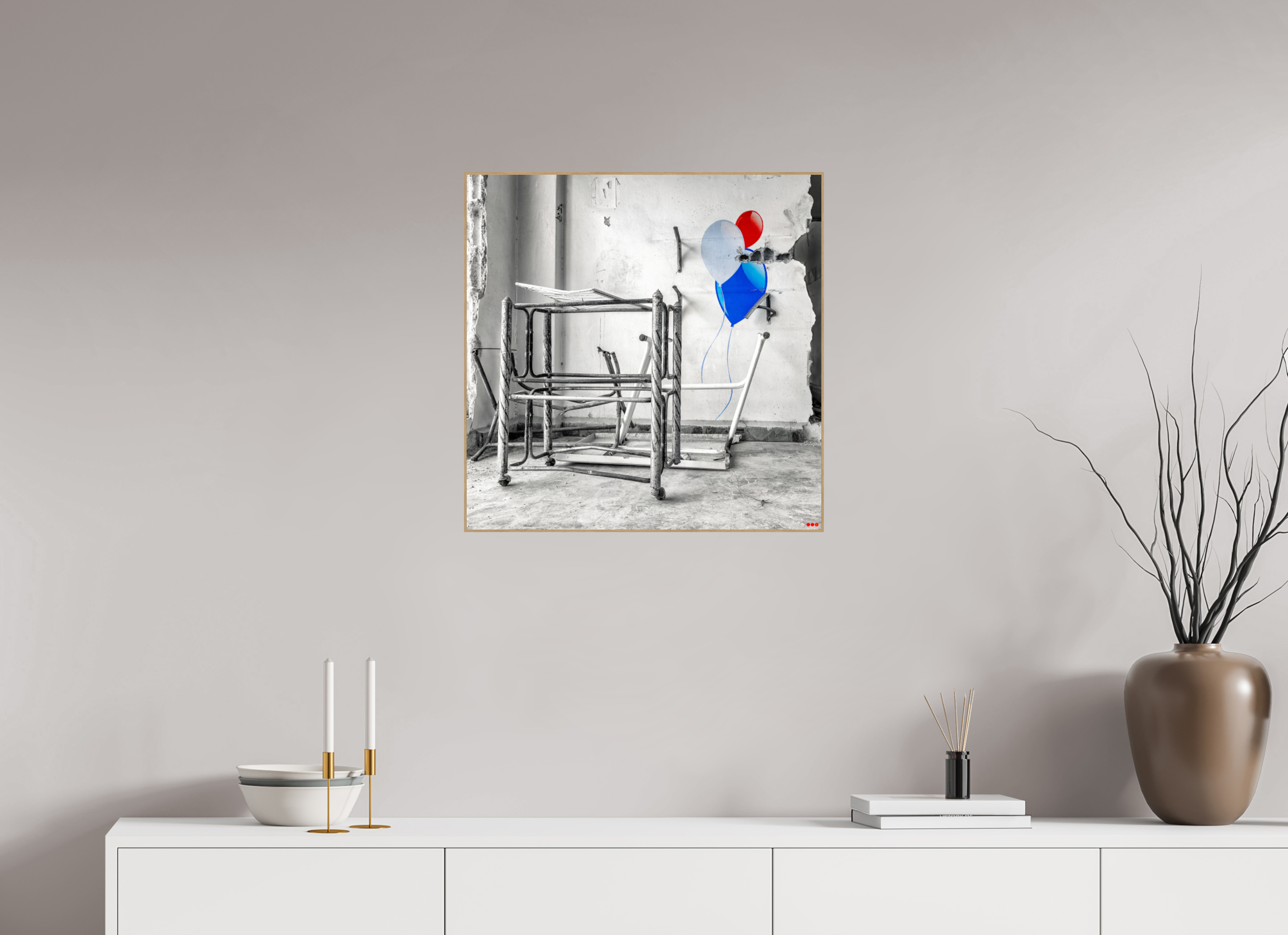 60 x 60 cm, Foto in ArtBox aus Massivholz Eiche natur RED³ SCSI Mursal II