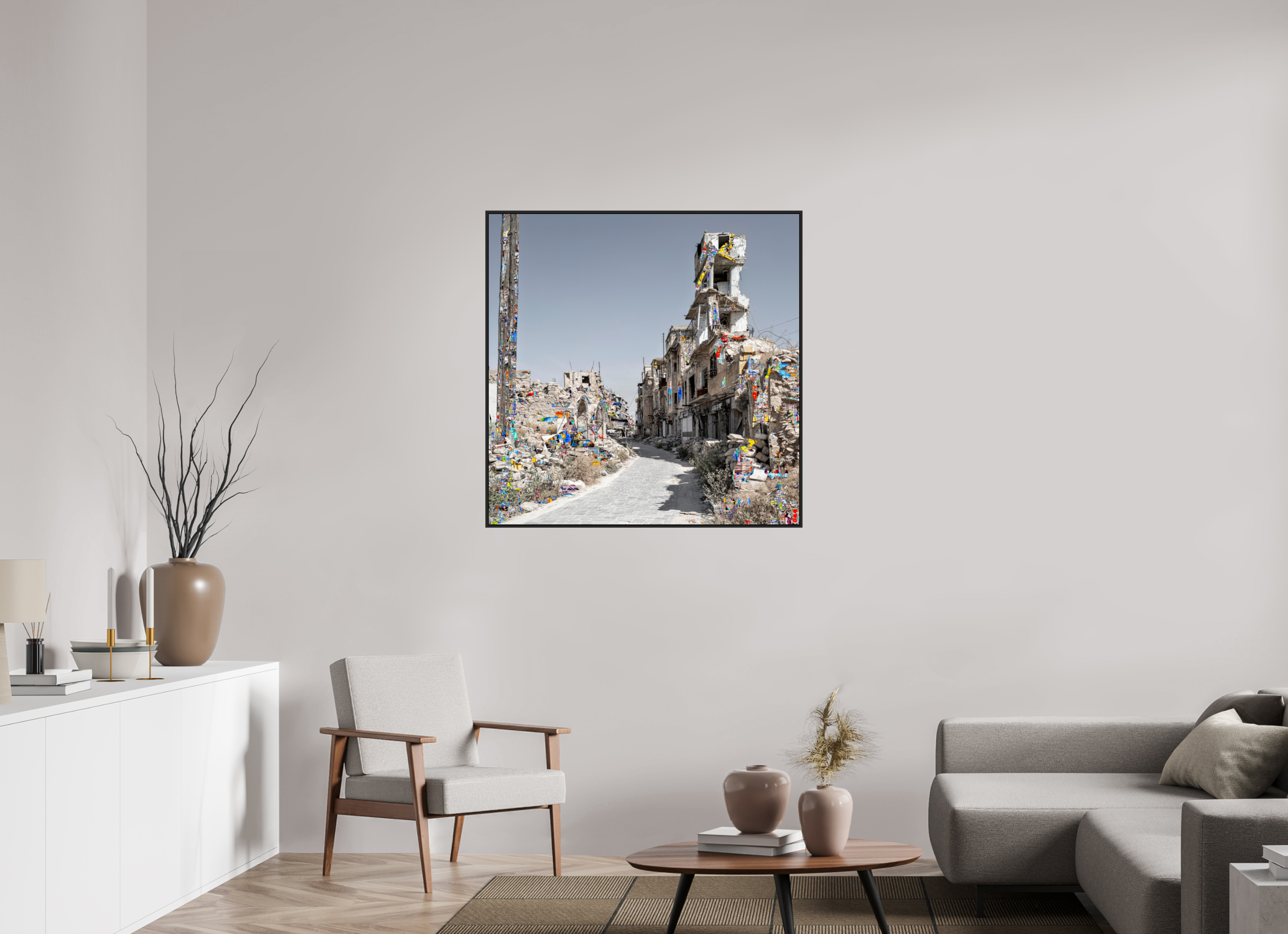 100 x 100 cm, Schattenfugen-Rahmen schwarz &amp; 2mm Acrylglas FA SCSI Madiha II