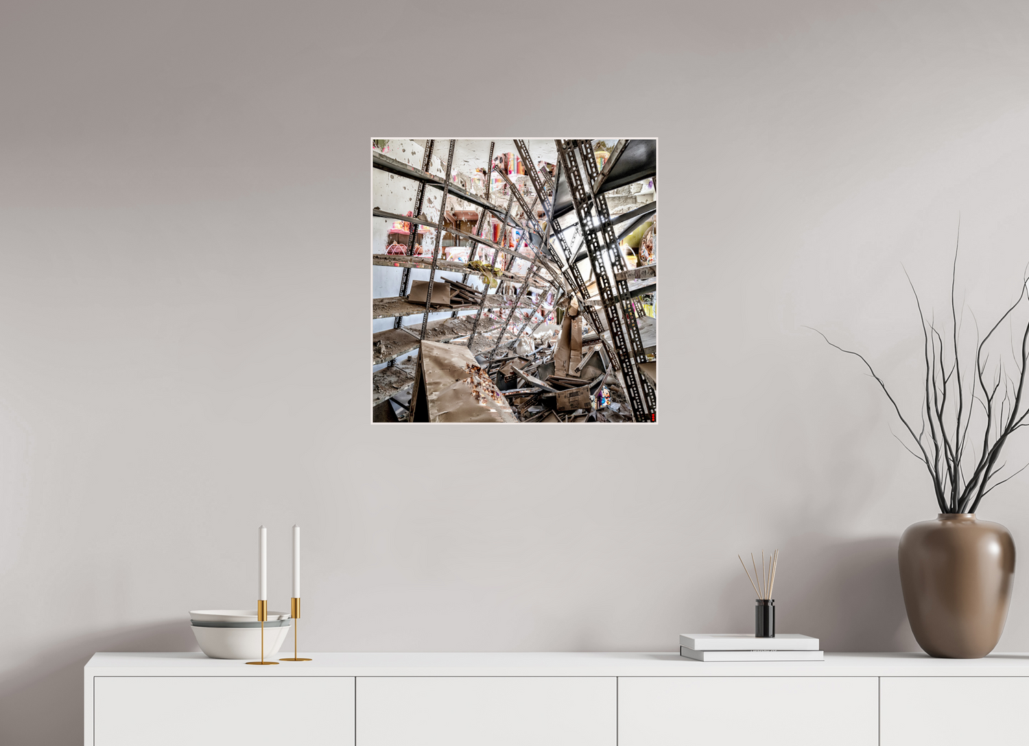 60 x 60 cm, Foto in ArtBox aus Massivholz Ahorn weiß RED³ SCSI Mahira II