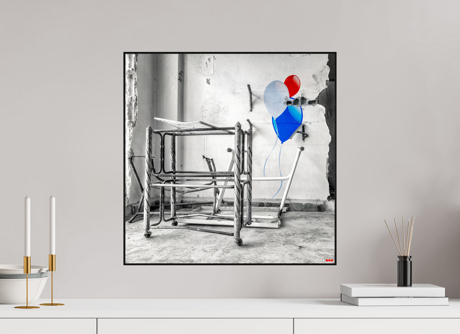 50 x 50 cm, Foto in ArtBox aus Massivholz Eiche schwarz RED³ SCSI Mursal II