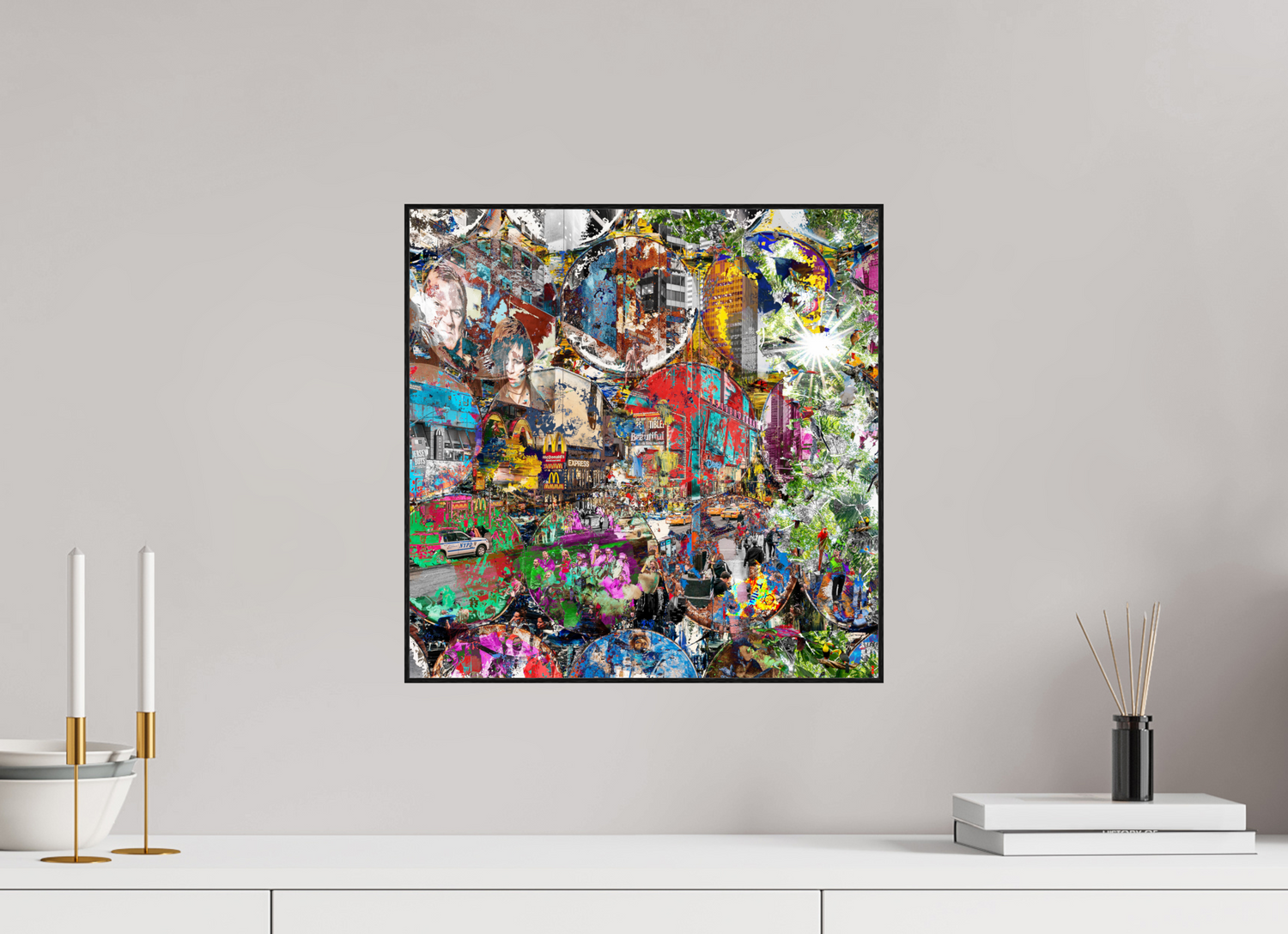 40 x 40 cm, Foto in ArtBox aus Massivholz Eiche schwarz RED³ HP Winston churchills boy II