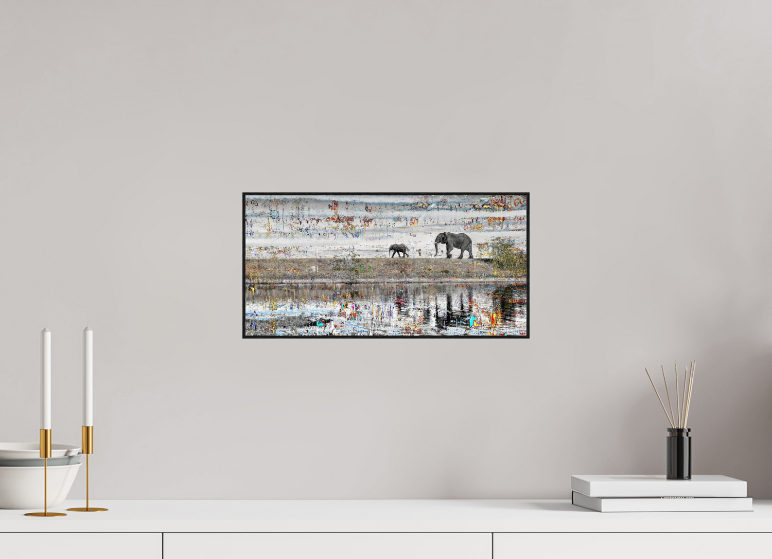 40 x 20 cm, Foto in ArtBox aus Massivholz Eiche schwarz RED³ WC Akuji V