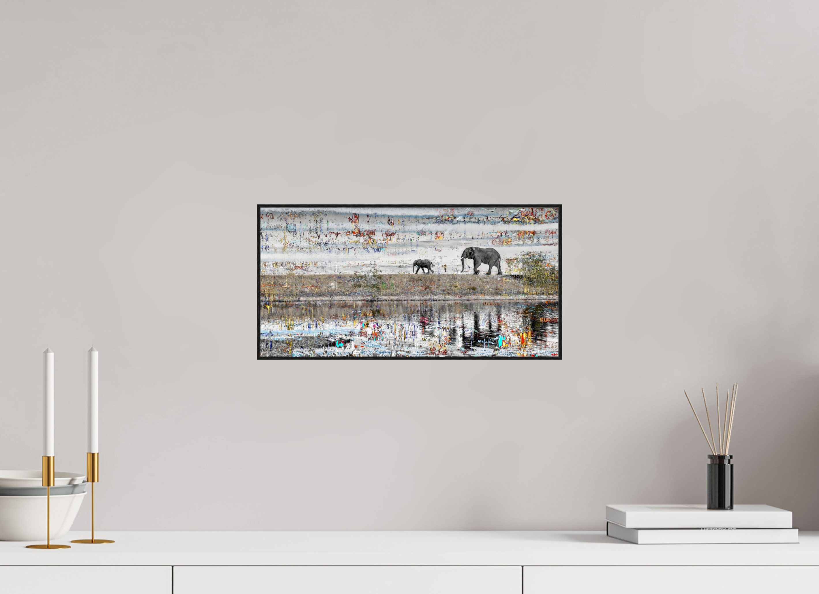 40 x 20 cm, Foto in ArtBox aus Massivholz Eiche schwarz RED³ WC Akuji V