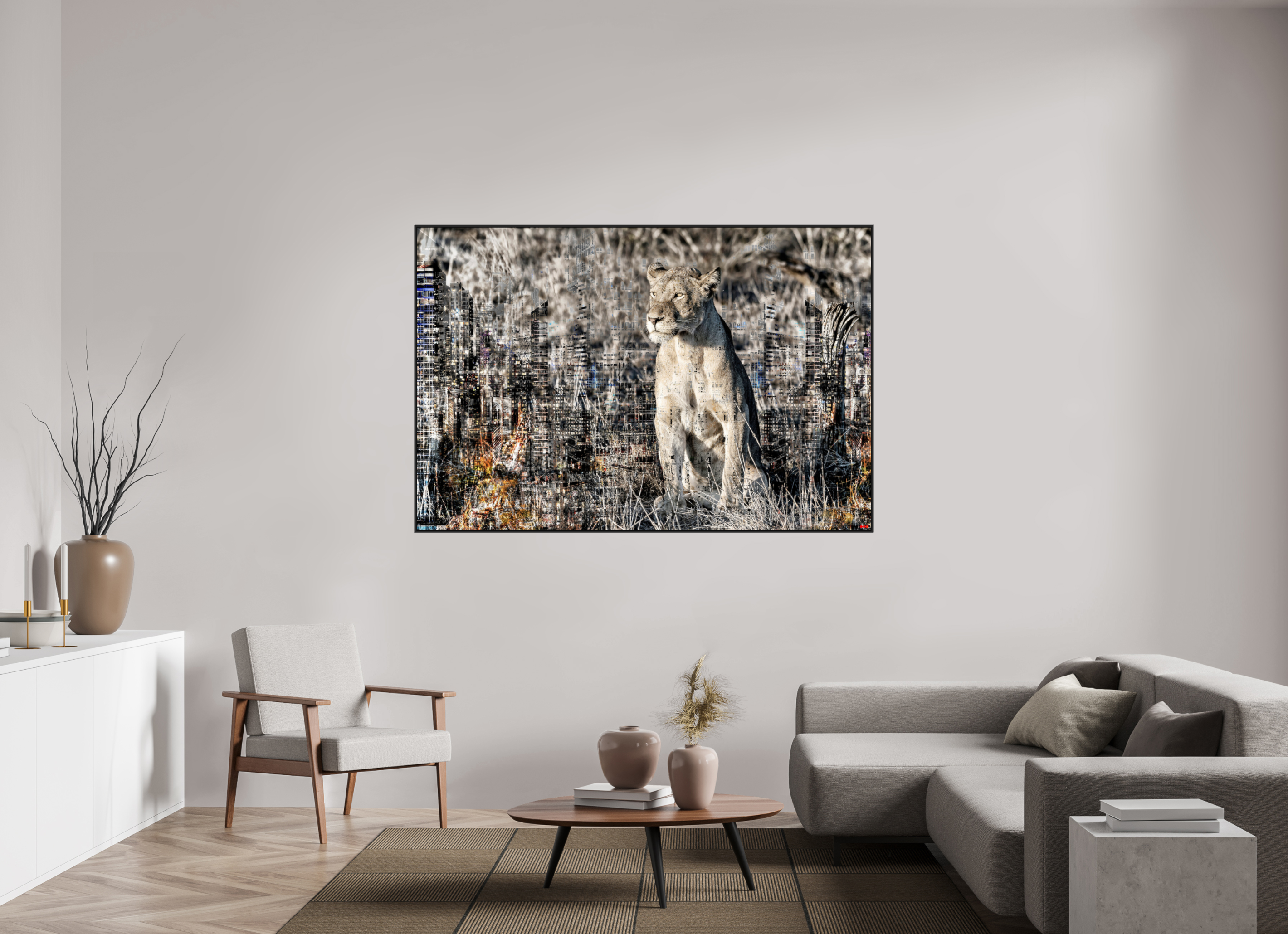 180 x 120 cm, Schattenfugen-Rahmen schwarz &amp; 2mm Acrylglas FA WC Adwoa I