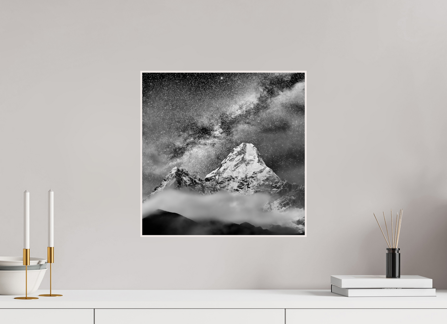 40 x 40 cm, Foto in ArtBox aus Massivholz Ahorn weiß RED³ Sherab II