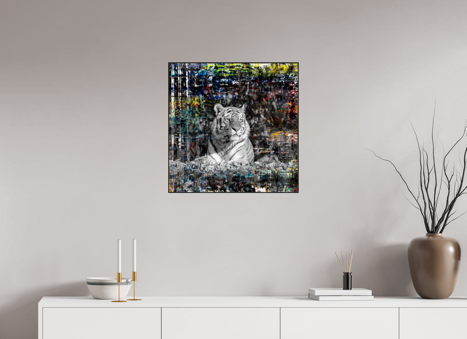 60 x 60 cm, Foto in ArtBox aus Massivholz Eiche schwarz RED³ WC Lubaya II