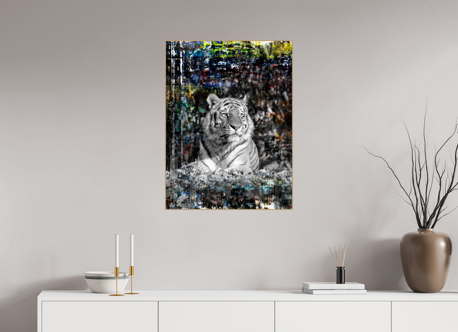 60 x 80 cm, Foto in ArtBox aus Massivholz Eiche natur RED³ WC Lubaya III