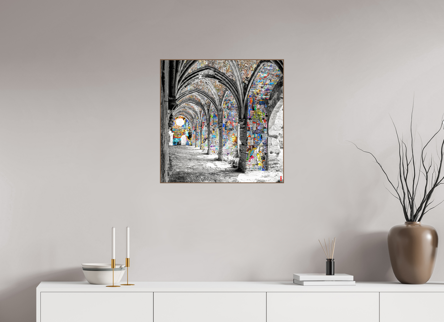 60 x 60 cm, Foto in ArtBox aus Massivholz Nussbaum RED³ SCSI Malik II