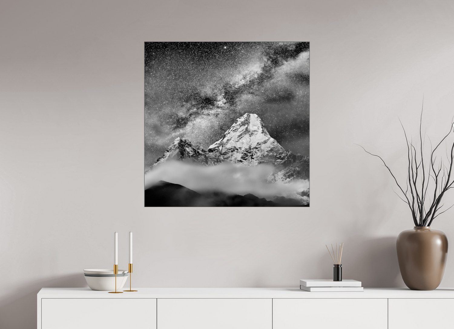 80 x 80 cm, Slimline Einfassung schwarz unter 2mm Acrylglas FA PH Sherab II