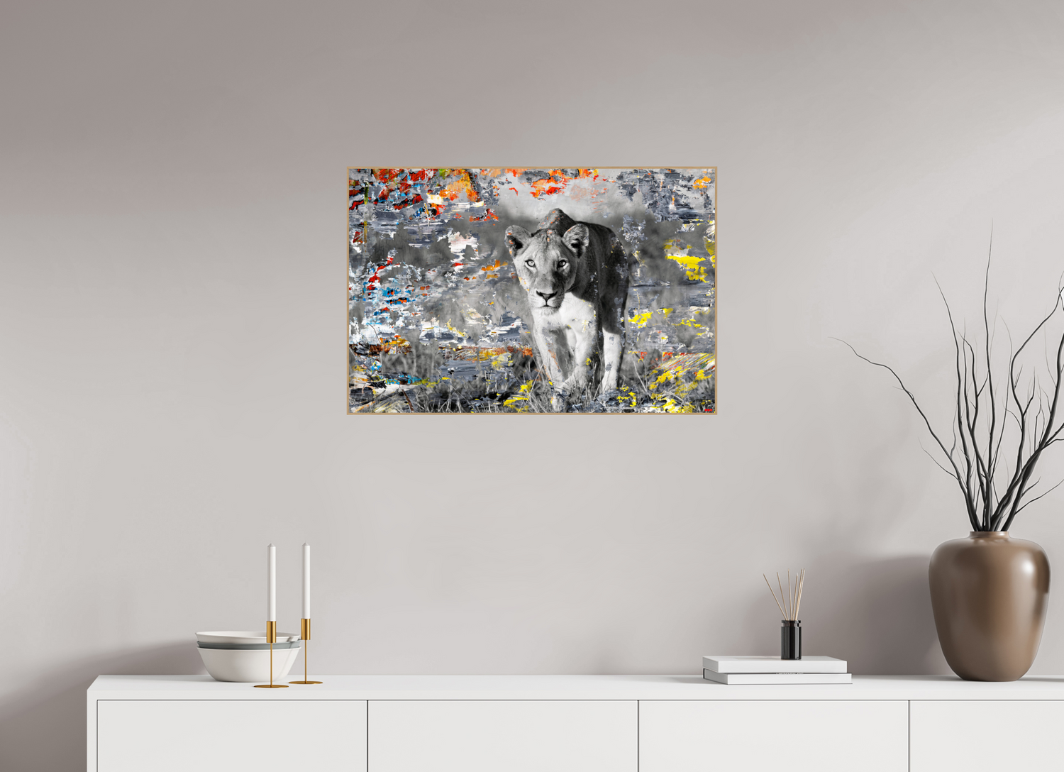 75 x 50 cm, Foto in ArtBox aus Massivholz Eiche natur RED³ WC Lamaya I