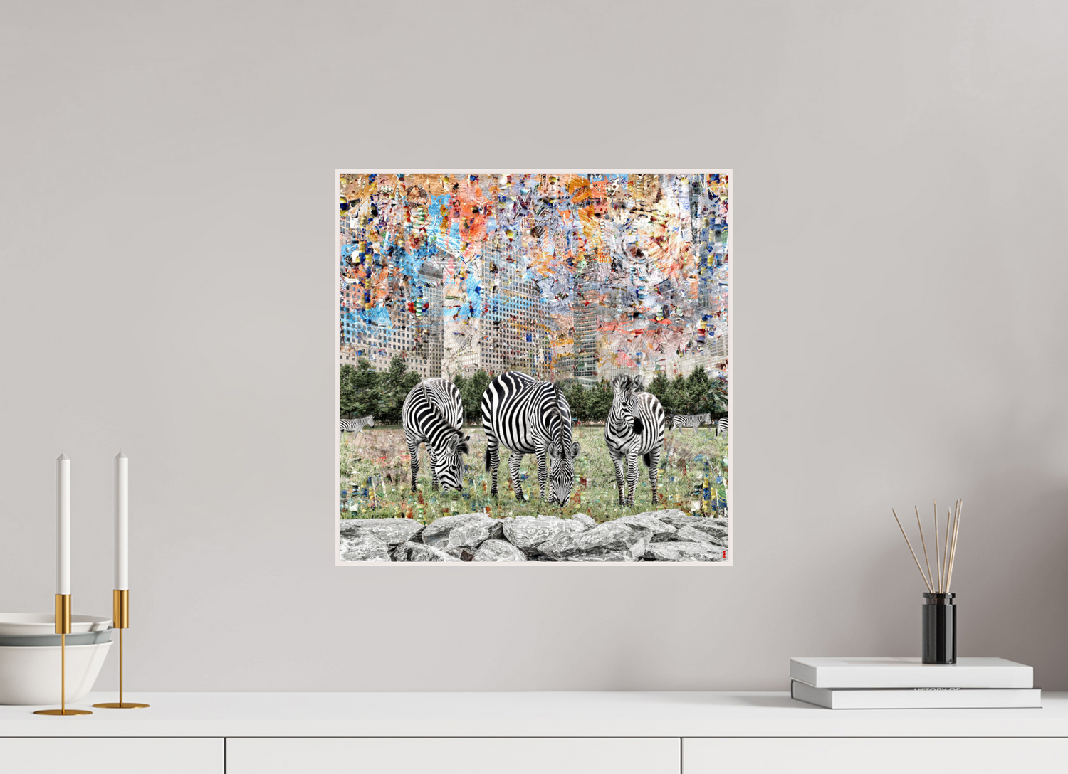 40 x 40 cm, Foto in ArtBox aus Massivholz Ahorn weiß RED³ WC Amaya II