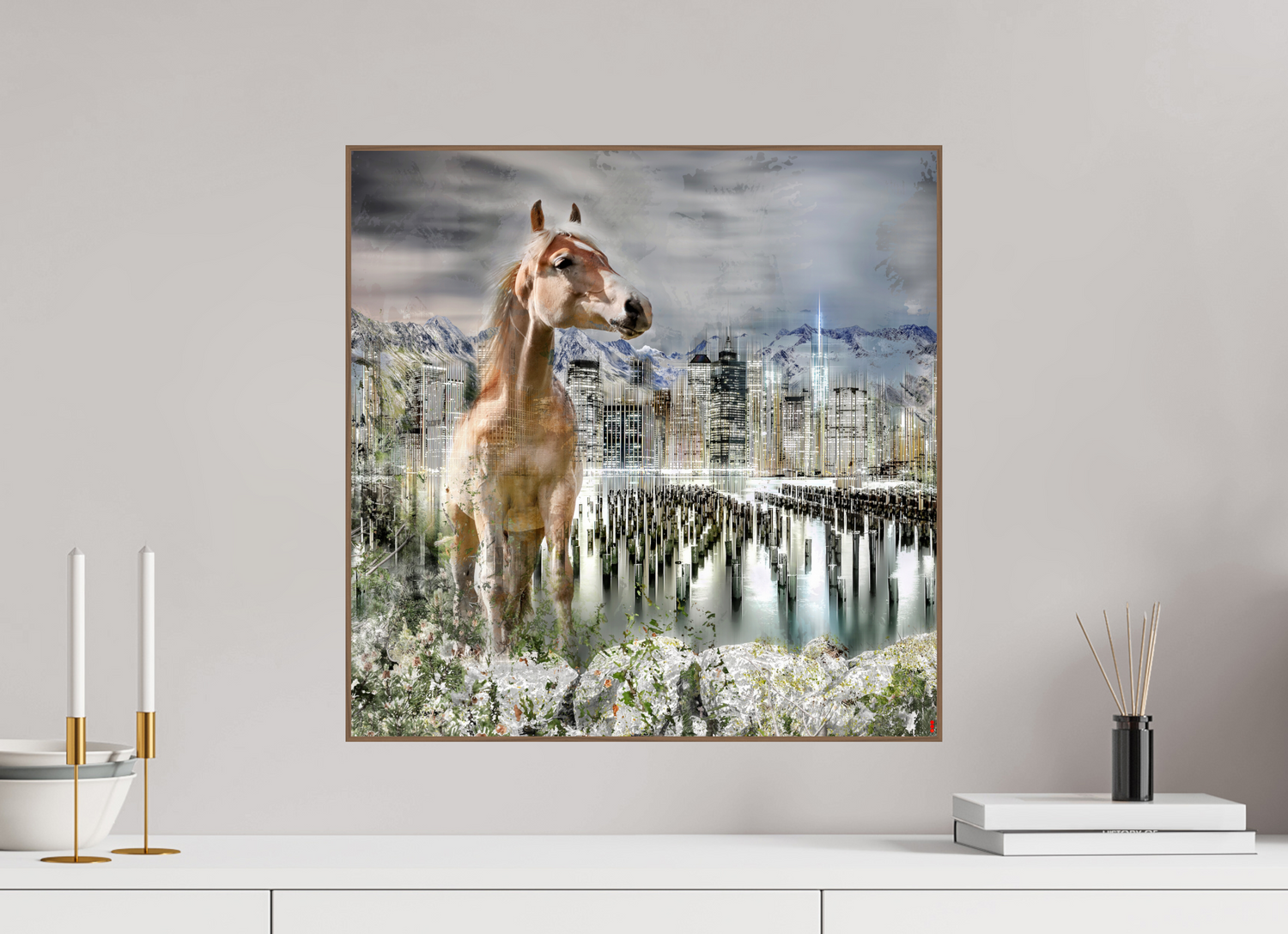 50 x 50 cm, Foto in ArtBox aus Massivholz Nussbaum RED³ HP Amazia II