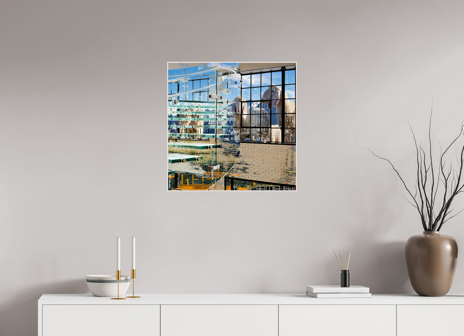 60 x 60 cm, Foto in ArtBox aus Massivholz Ahorn weiß RED³ HP Malia II