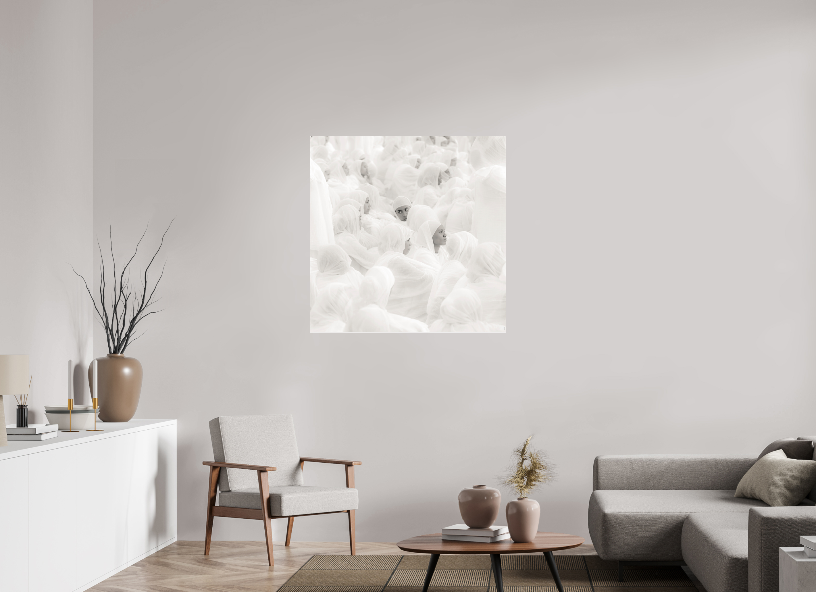 100 x 100 cm, Slimline Einfassung weiss unter 2mm Acrylglas FA PH Malia II