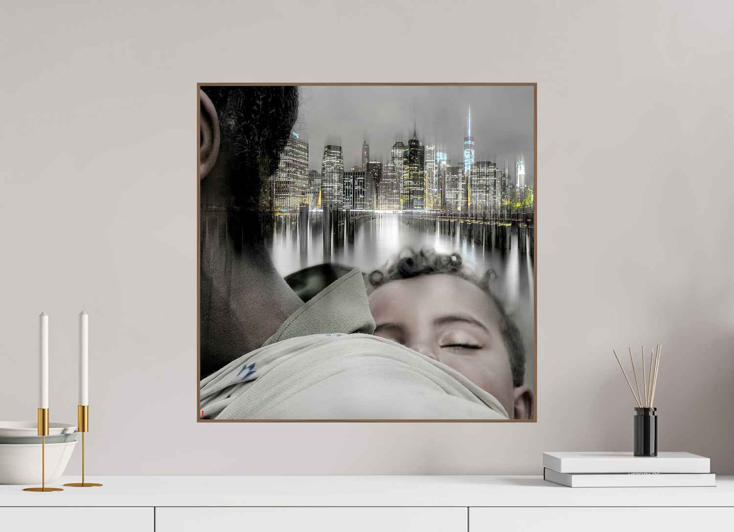 50 x 50 cm, Foto in ArtBox aus Massivholz Nussbaum RED³ HP Aisha II