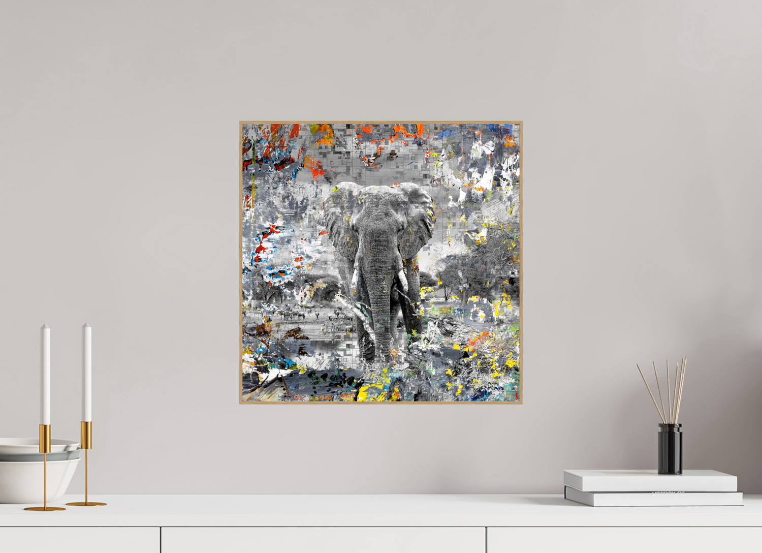 40 x 40 cm, Foto in ArtBox aus Massivholz Eiche natur RED³ WC Kajika II