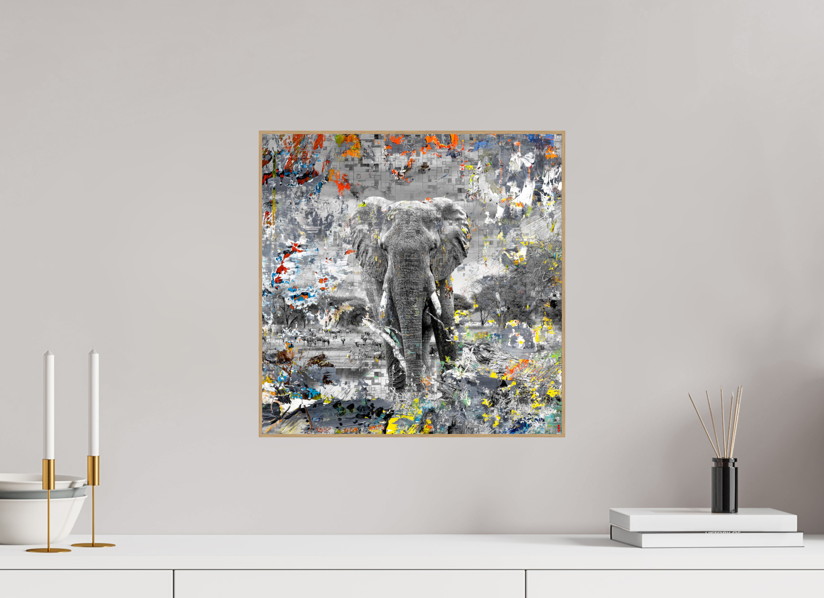 40 x 40 cm, Foto in ArtBox aus Massivholz Eiche natur RED³ WC Kajika II