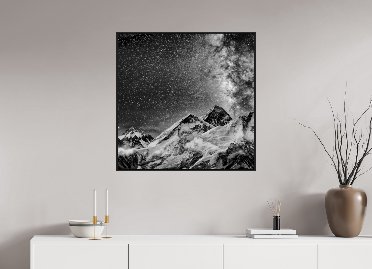 80 x 80 cm, Schattenfugen-Rahmen schwarz &amp; 2mm Acrylglas FA PH Sopan II