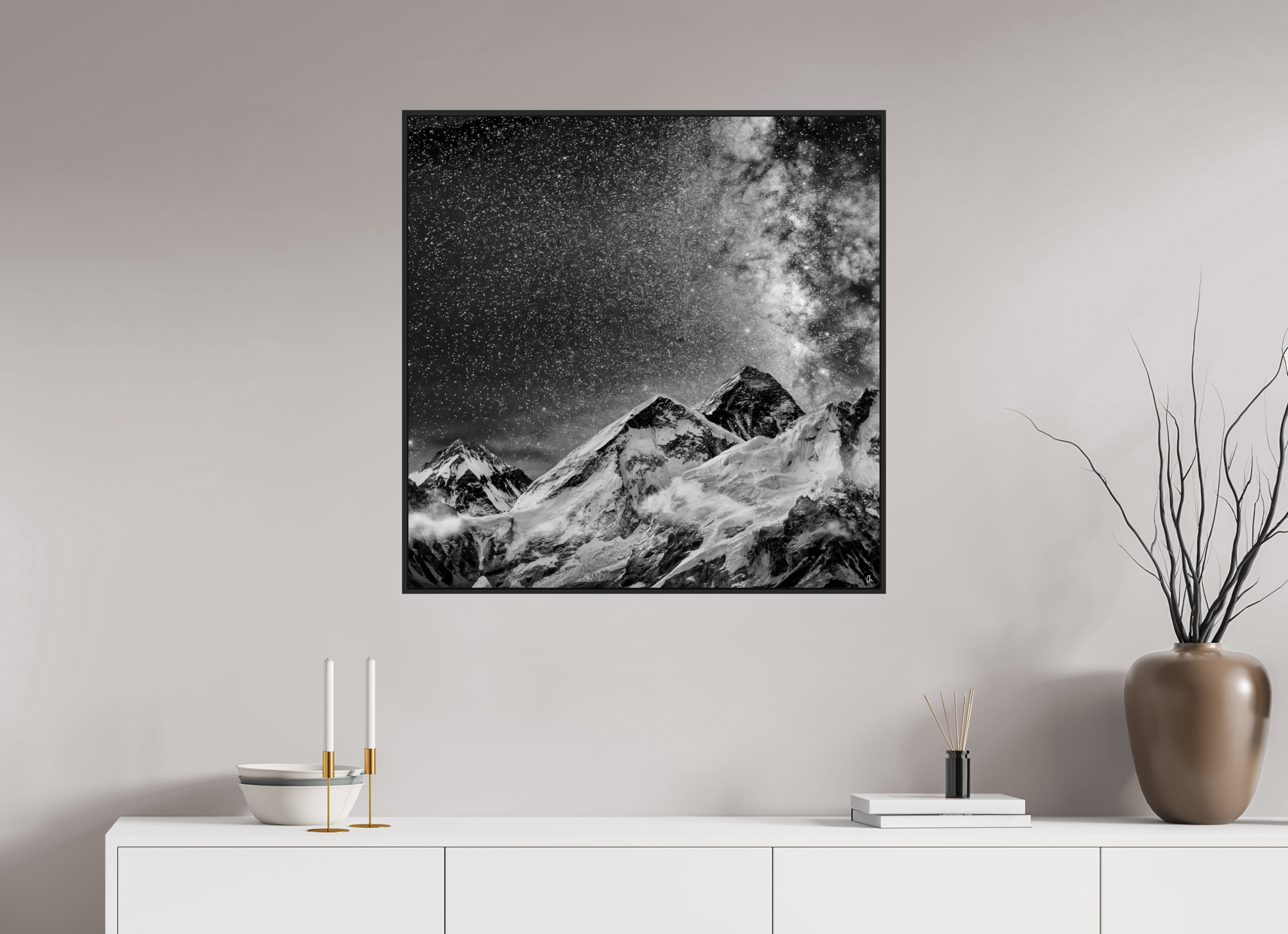 80 x 80 cm, Schattenfugen-Rahmen schwarz &amp; 2mm Acrylglas FA PH Sopan II