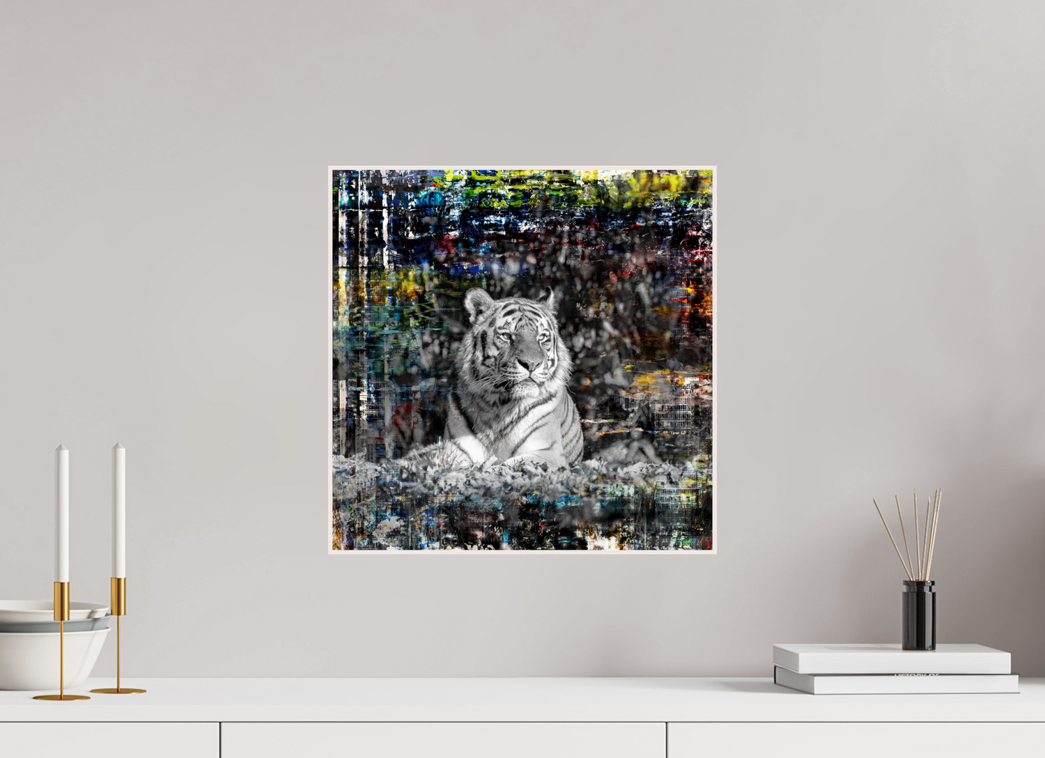 40 x 40 cm, Foto in ArtBox aus Massivholz Ahorn weiß RED³ WC Lubaya II