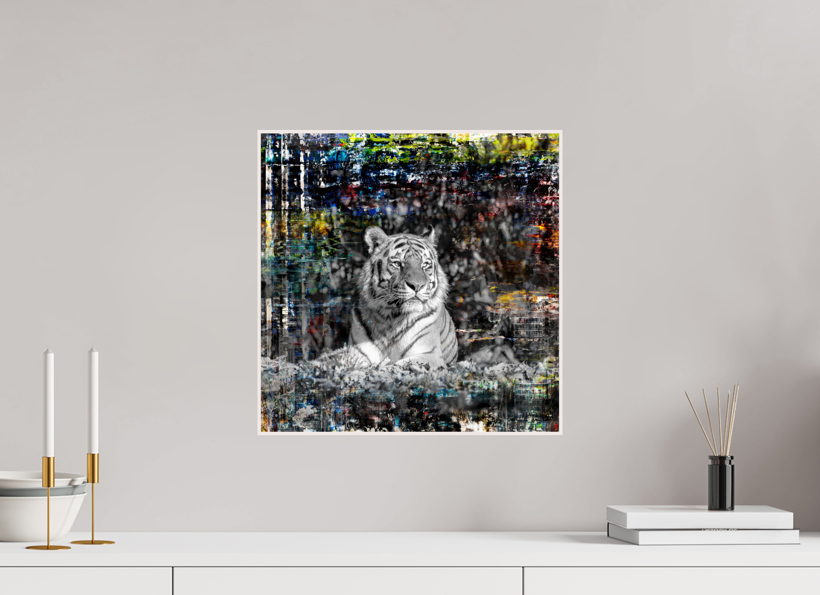 40 x 40 cm, Foto in ArtBox aus Massivholz Ahorn weiß RED³ WC Lubaya II