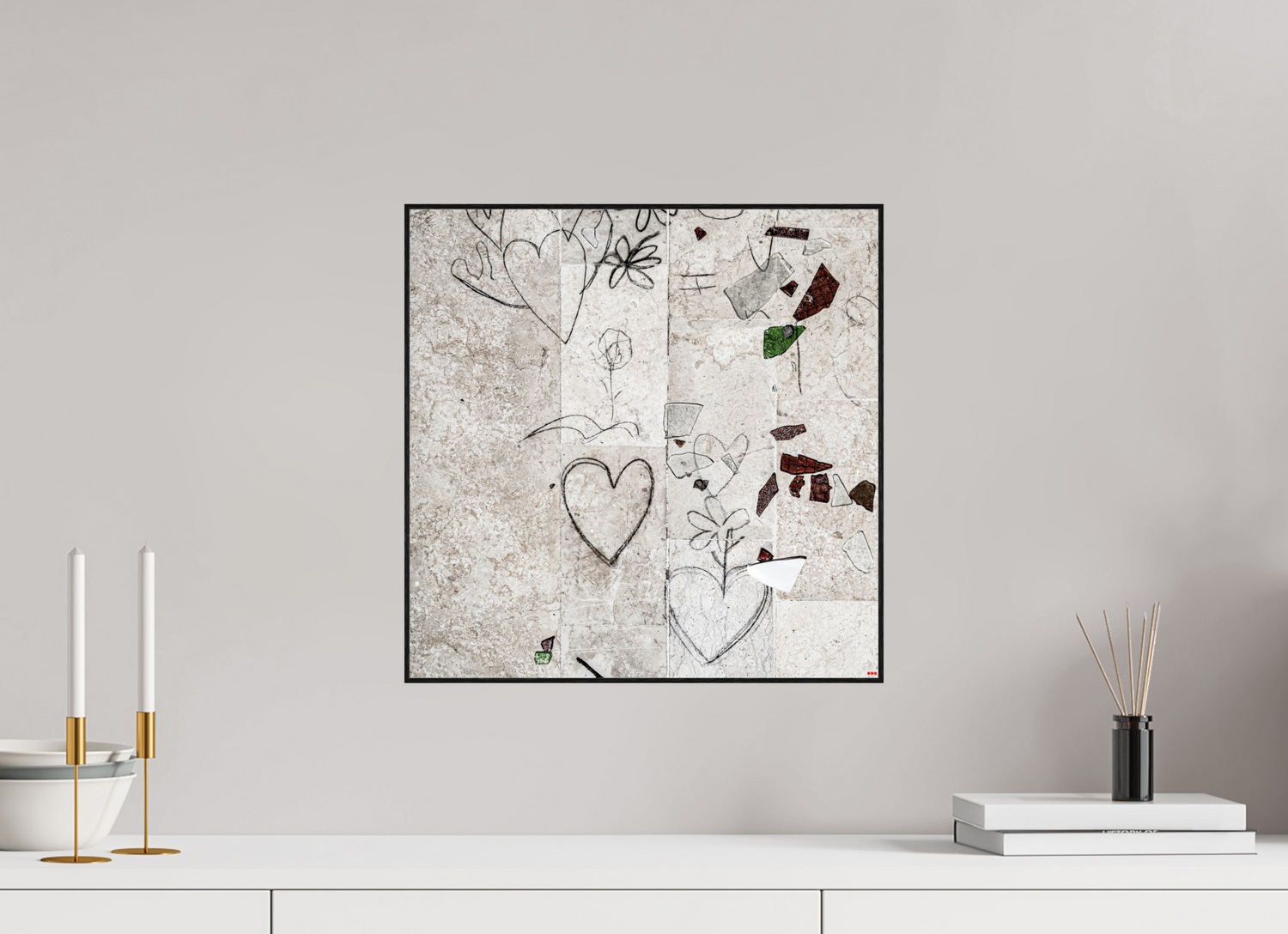 40 x 40 cm, Foto in ArtBox aus Massivholz Eiche schwarz RED³ PH Chandelier II