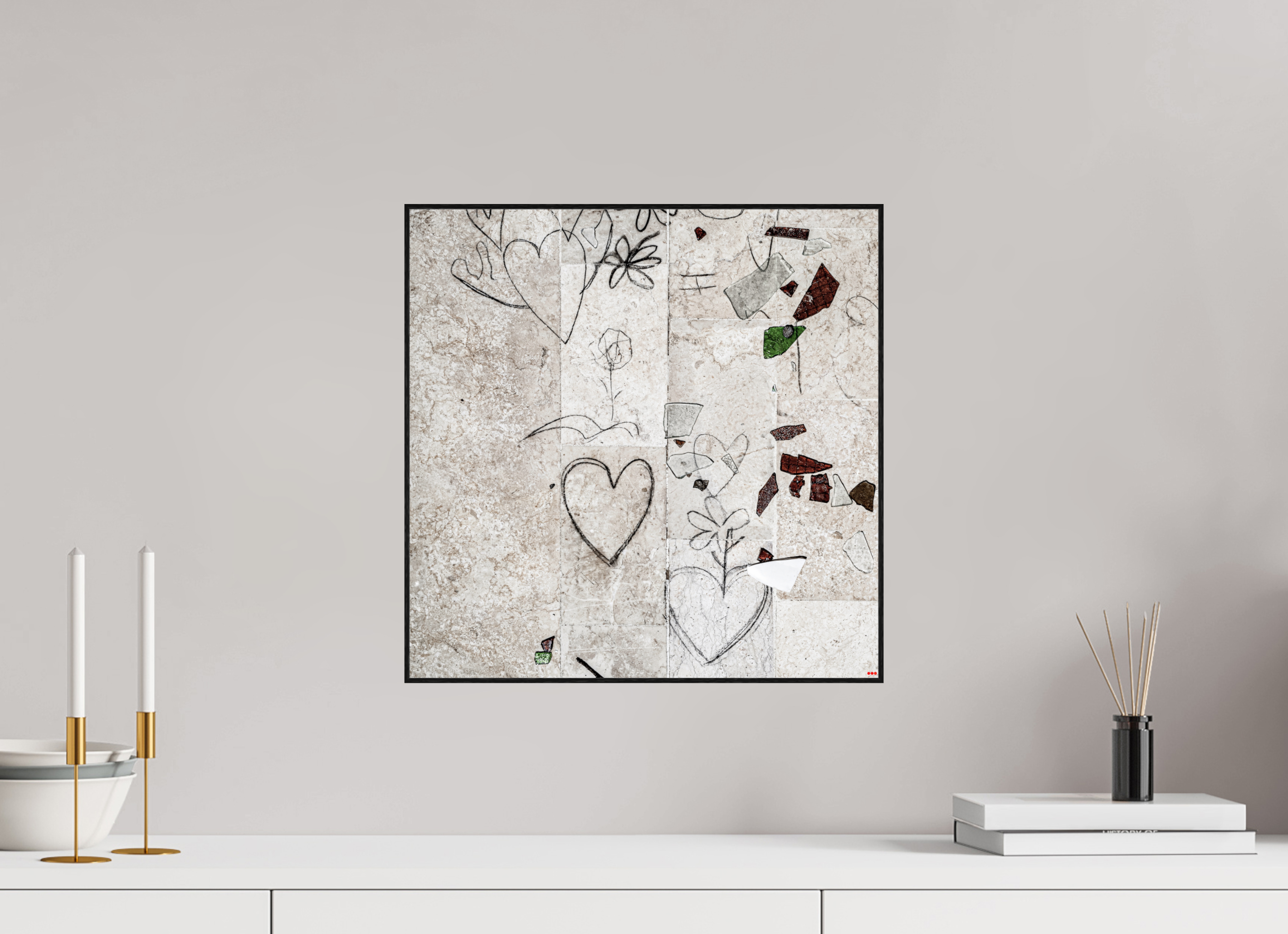 40 x 40 cm, Foto in ArtBox aus Massivholz Eiche schwarz RED³ PH Chandelier II