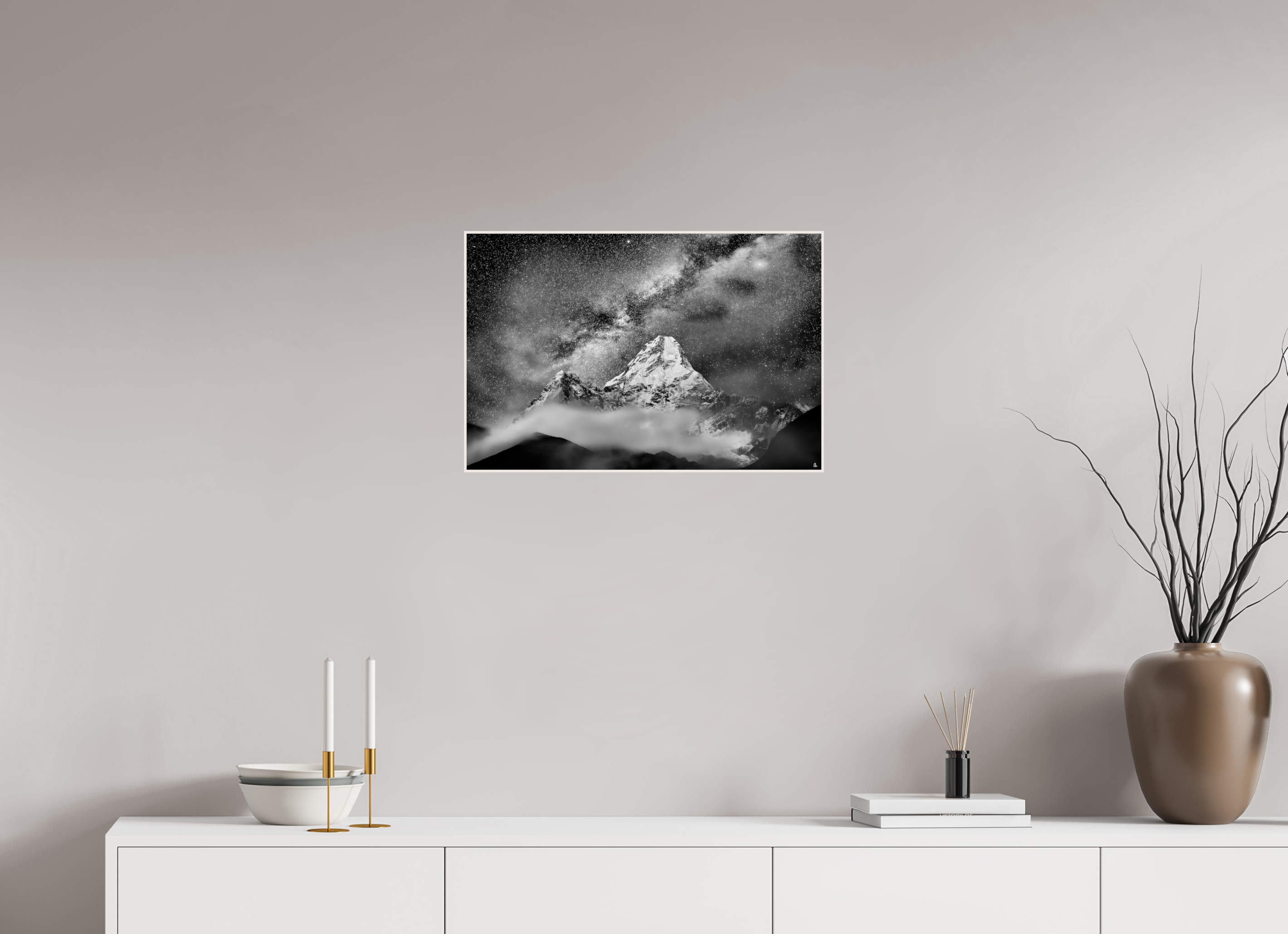 60 x 40 cm, Foto in ArtBox aus Massivholz Ahorn weiß RED³ Sherab I