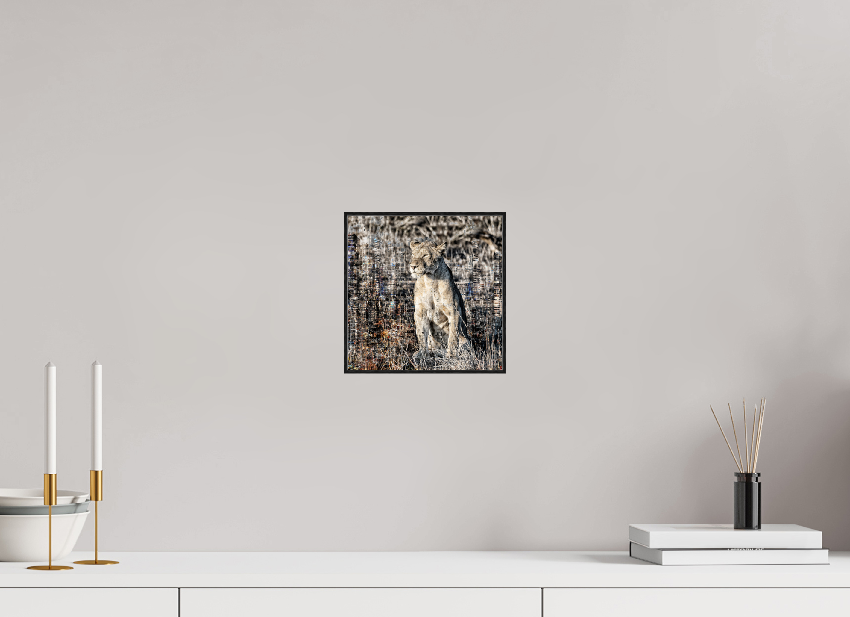 20 x 20 cm, Foto in ArtBox aus Massivholz Eiche schwarz RED³ WC Adwoa II