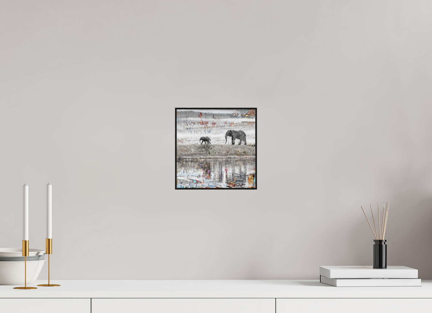 20 x 20 cm, Foto in ArtBox aus Massivholz Eiche schwarz RED³ WC Akuji II