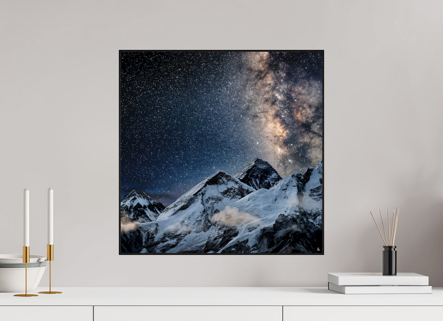 50 x 50 cm, Foto in ArtBox aus Massivholz Eiche schwarz RED³ Sangmo II