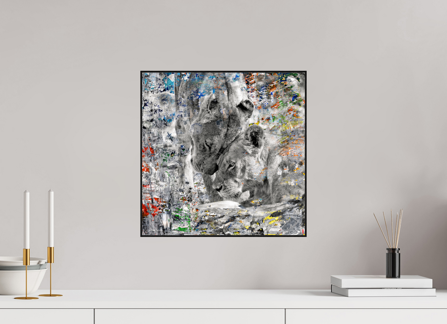 40 x 40 cm, Foto in ArtBox aus Massivholz Eiche schwarz RED³ WC Layamaya II